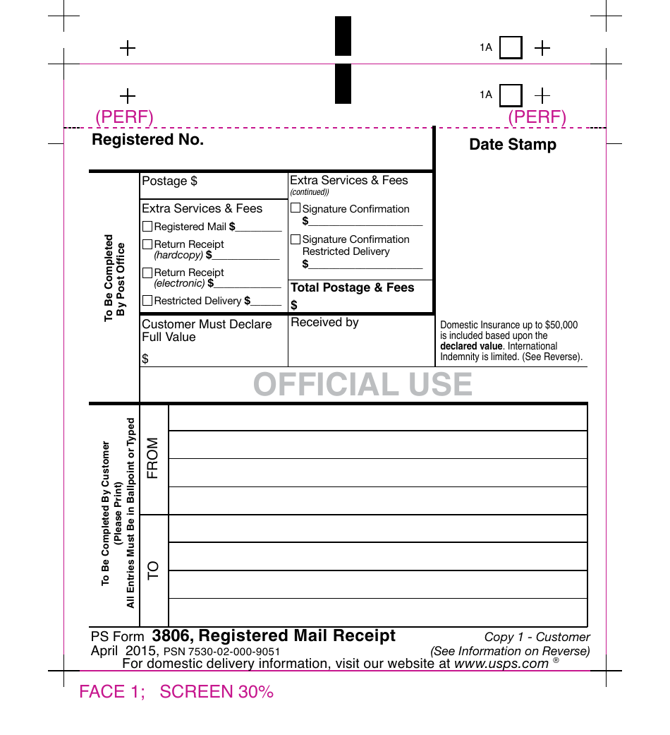 A Printable Registered Letter Form