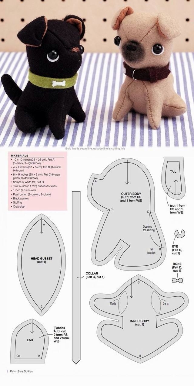 Pug Plush Pattern Cute Sewing Pattern Printable