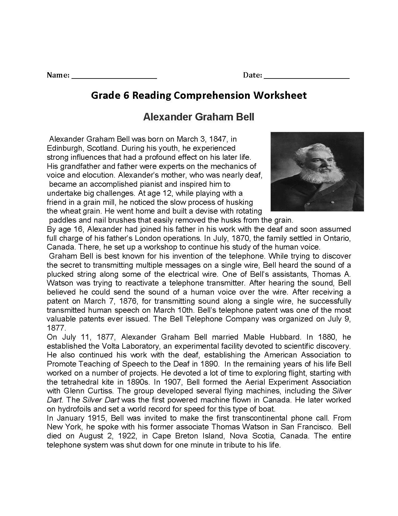 Reading Worksheets Sixth Grade Reading Worksheets Worksheets Library