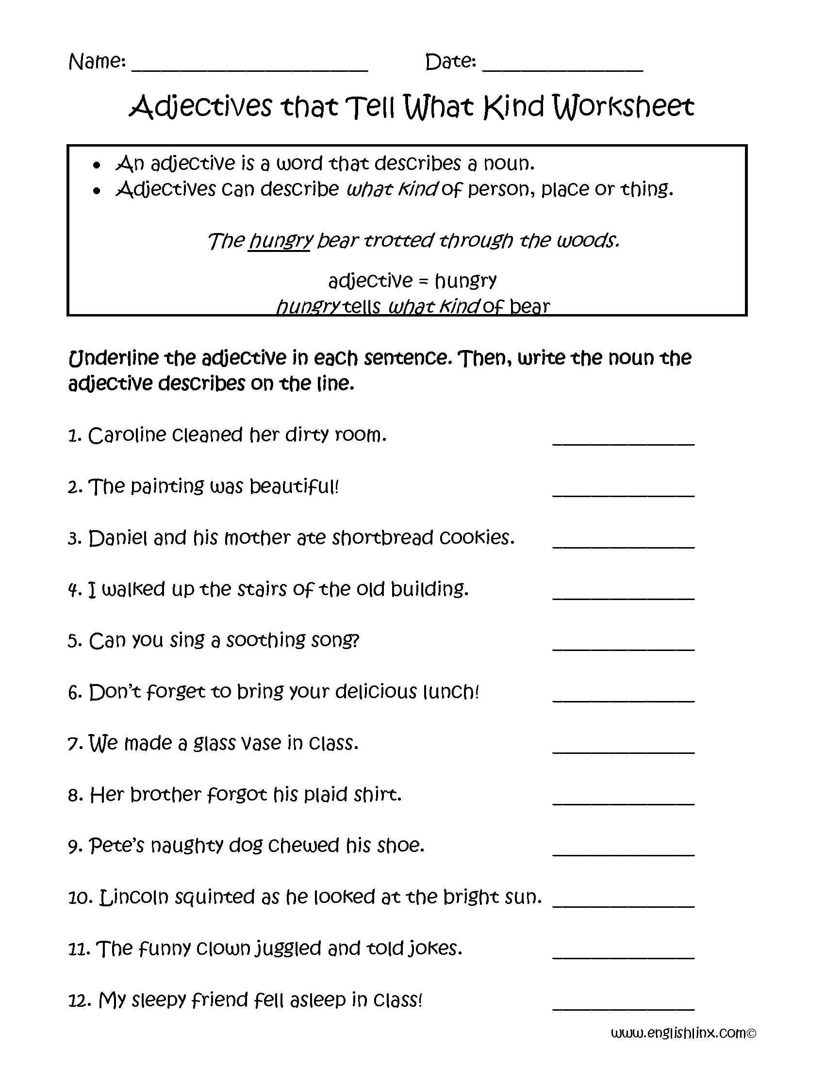 Regular Adjectives Worksheets Adjectives That Tell What Kind Worksheets