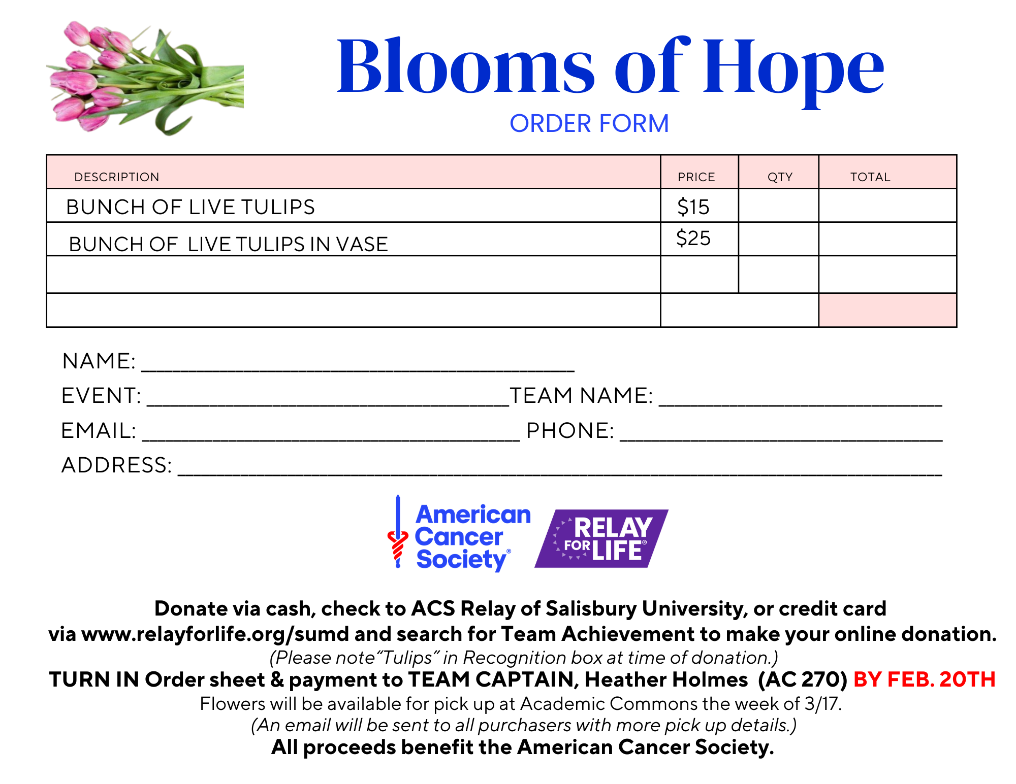 American Cancer Society Printable Donation Form