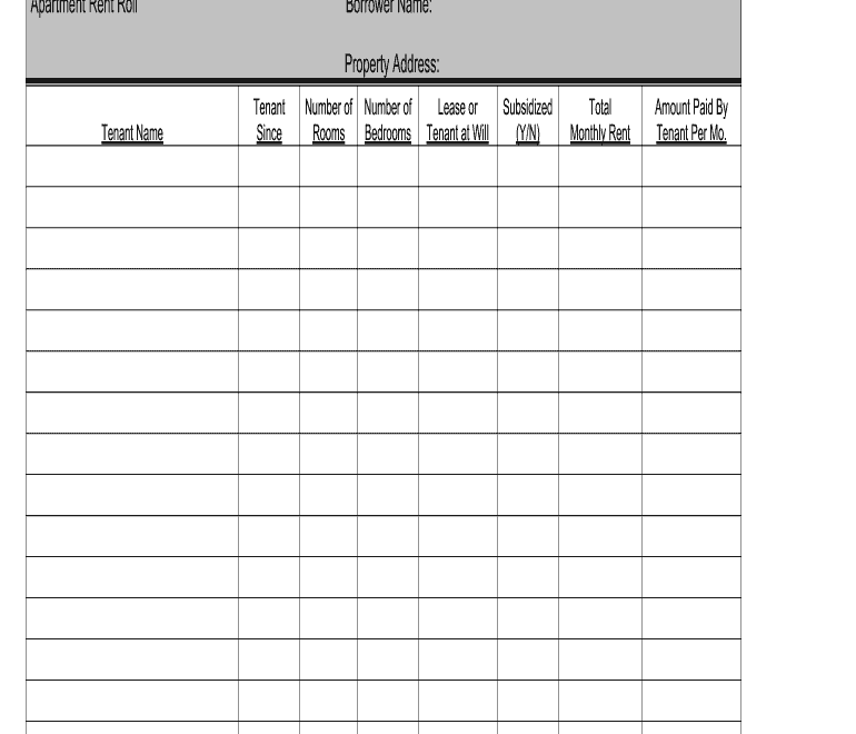 Rent Roll Template Fill Online Printable Fillable Blank PdfFiller