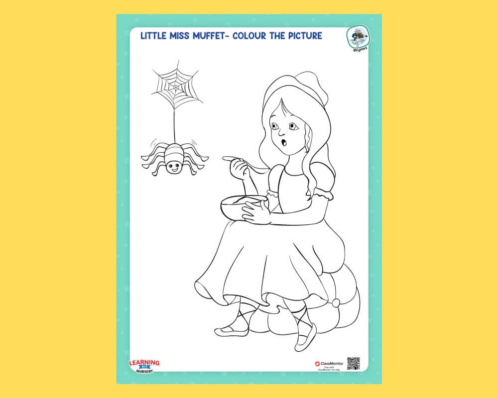 Little Miss Muffet Free Color Printables