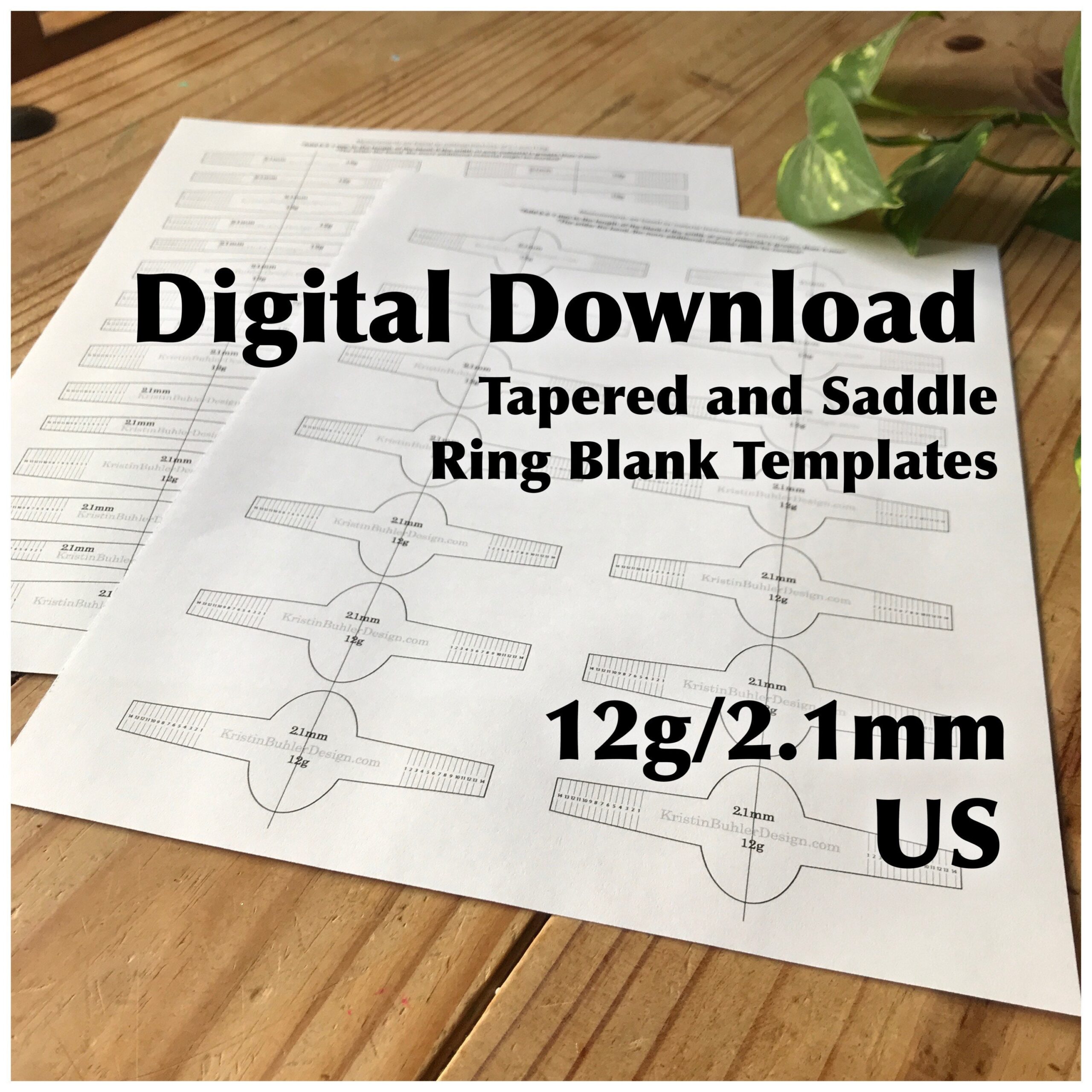 Ring Blank Template us Sizes 12g 2 1mm saddle Ring And Tapered Band Template metalsmith printable PDF Template digital Download Etsy