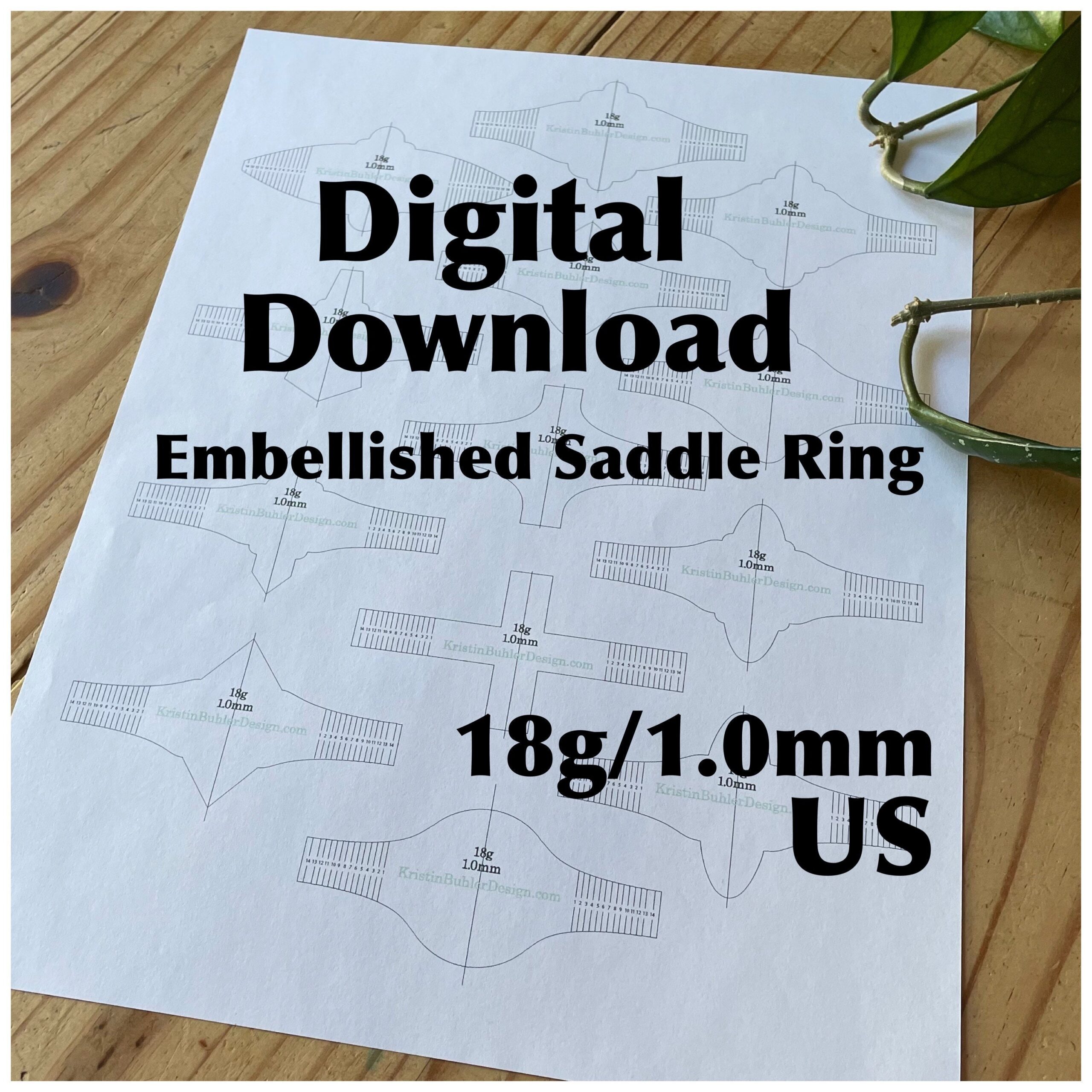 Ring Blank Template us Sizes 18g 1mm embellished Saddle Ring metalsmith Printable PDF Template digital Download Etsy