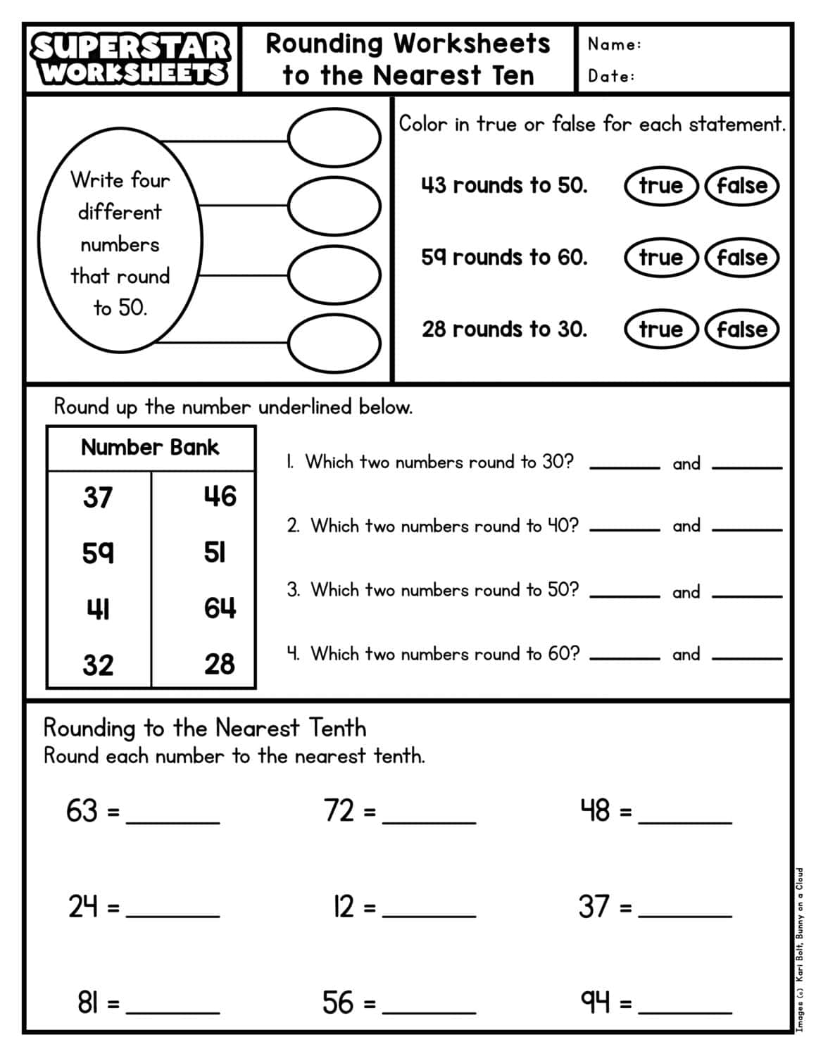 Rounding Numbers Worksheets Free Printable