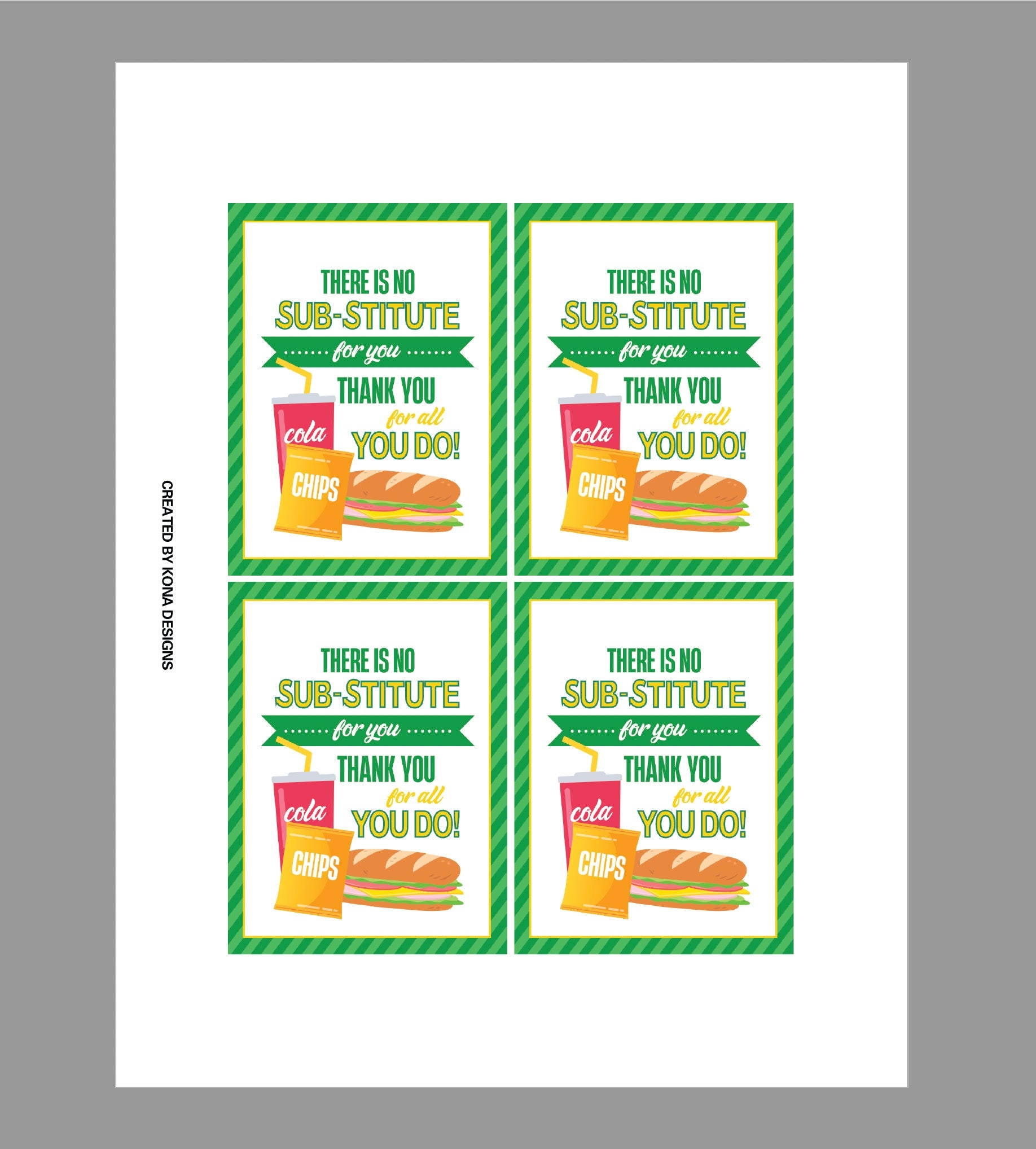 Sandwich Gift Tag 3x4 Sub Gift Tag There Is No Substitute For You Submarine Sandwich Tag For Staff Friends Or Co worker Gift Etsy