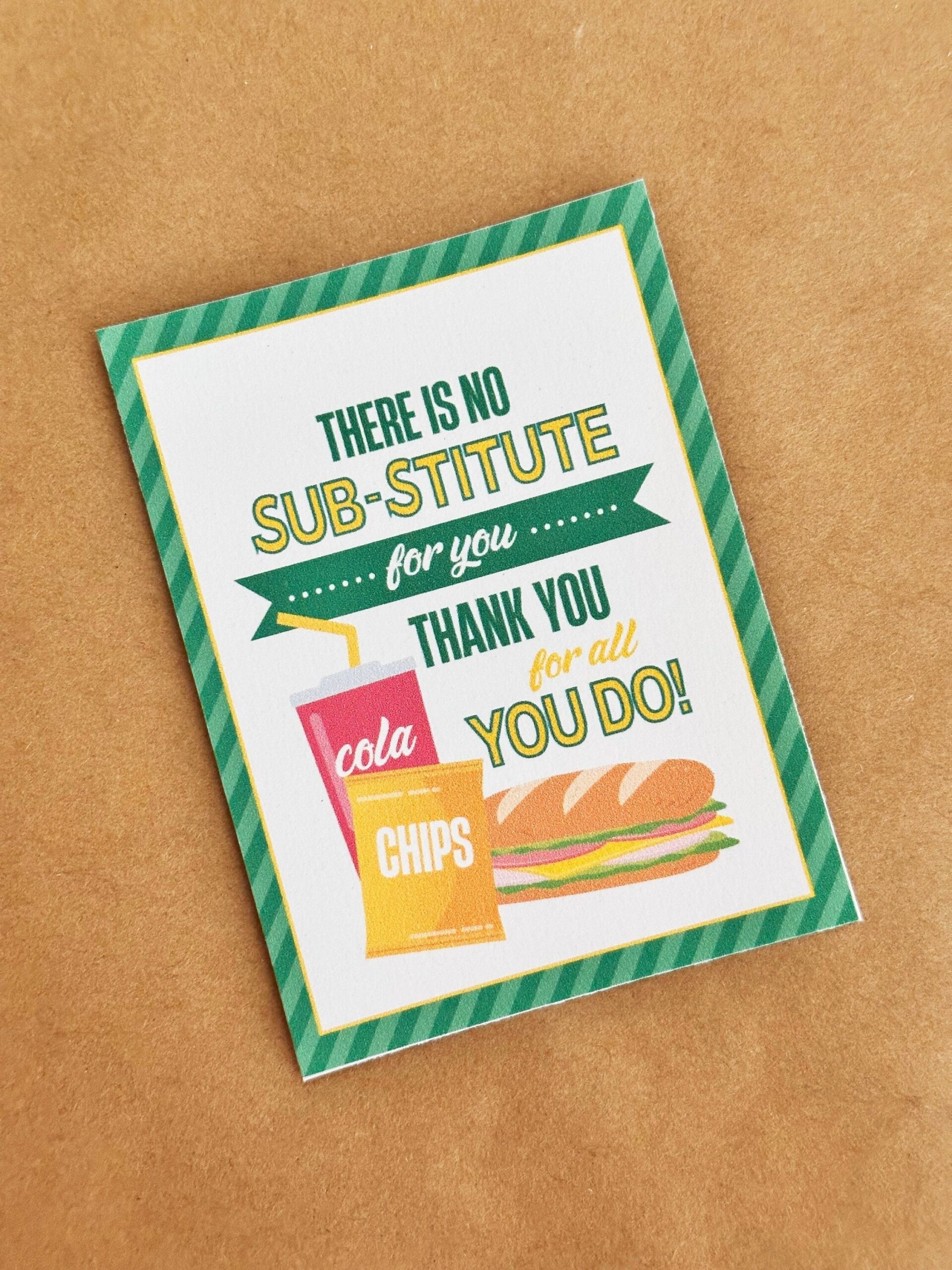 Sandwich Gift Tag 3x4 Sub Gift Tag There Is No Substitute For You Submarine Sandwich Tag For Staff Friends Or Co worker Gift Etsy