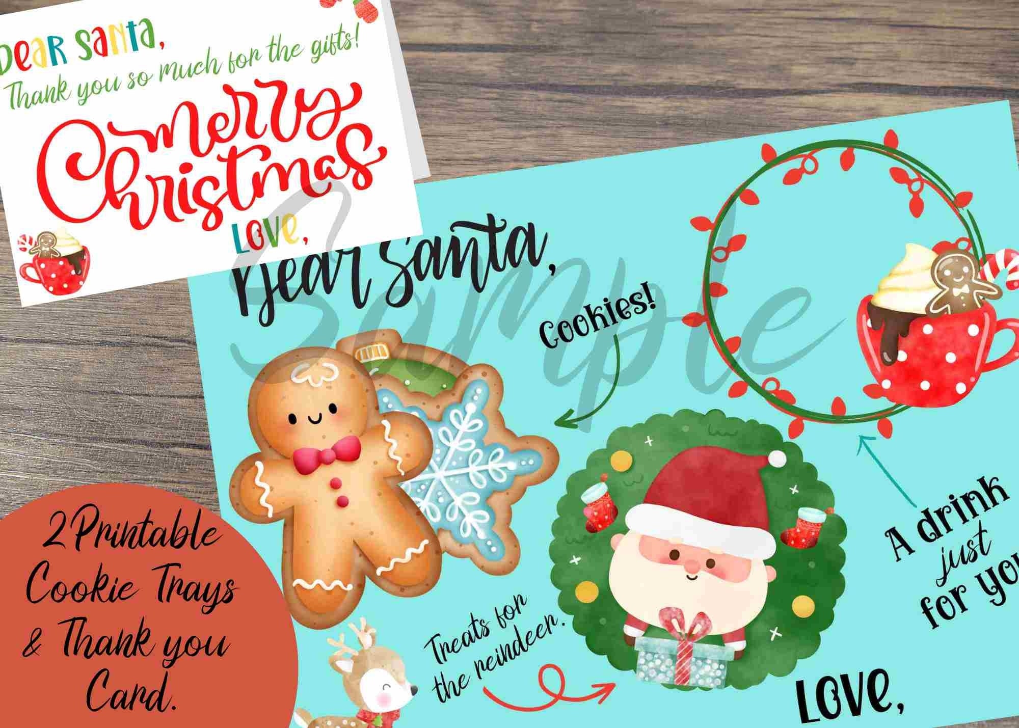Santa Claus Christmas Cookie Tray Placemat Printable Santa Thank You Letter Christmas Decor Kids Christmas Activities Etsy