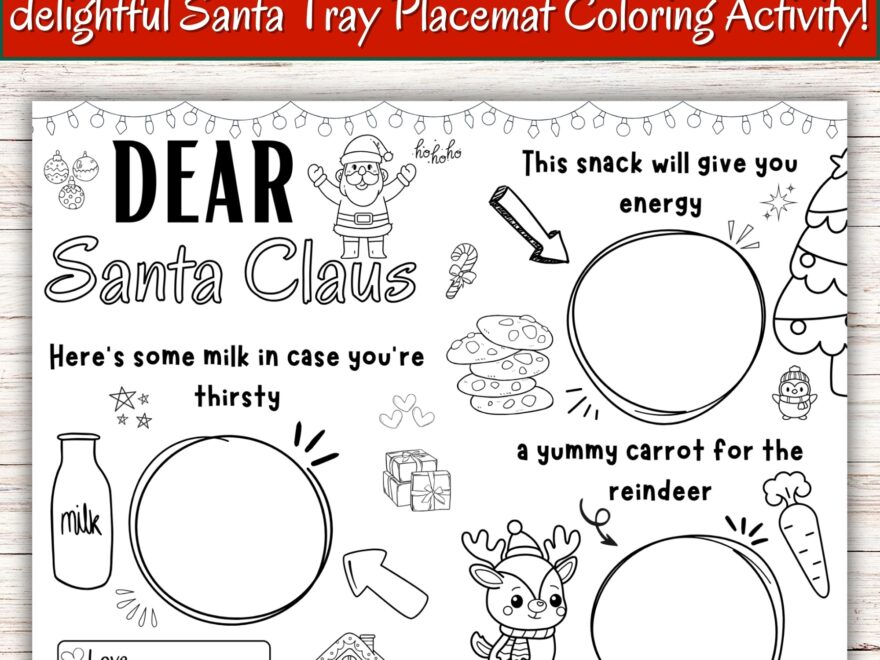 Santa Tray Placemat Christmas Place Mat Cookies Milk Treats For Santa Teacher Student Gift Made By Teachers