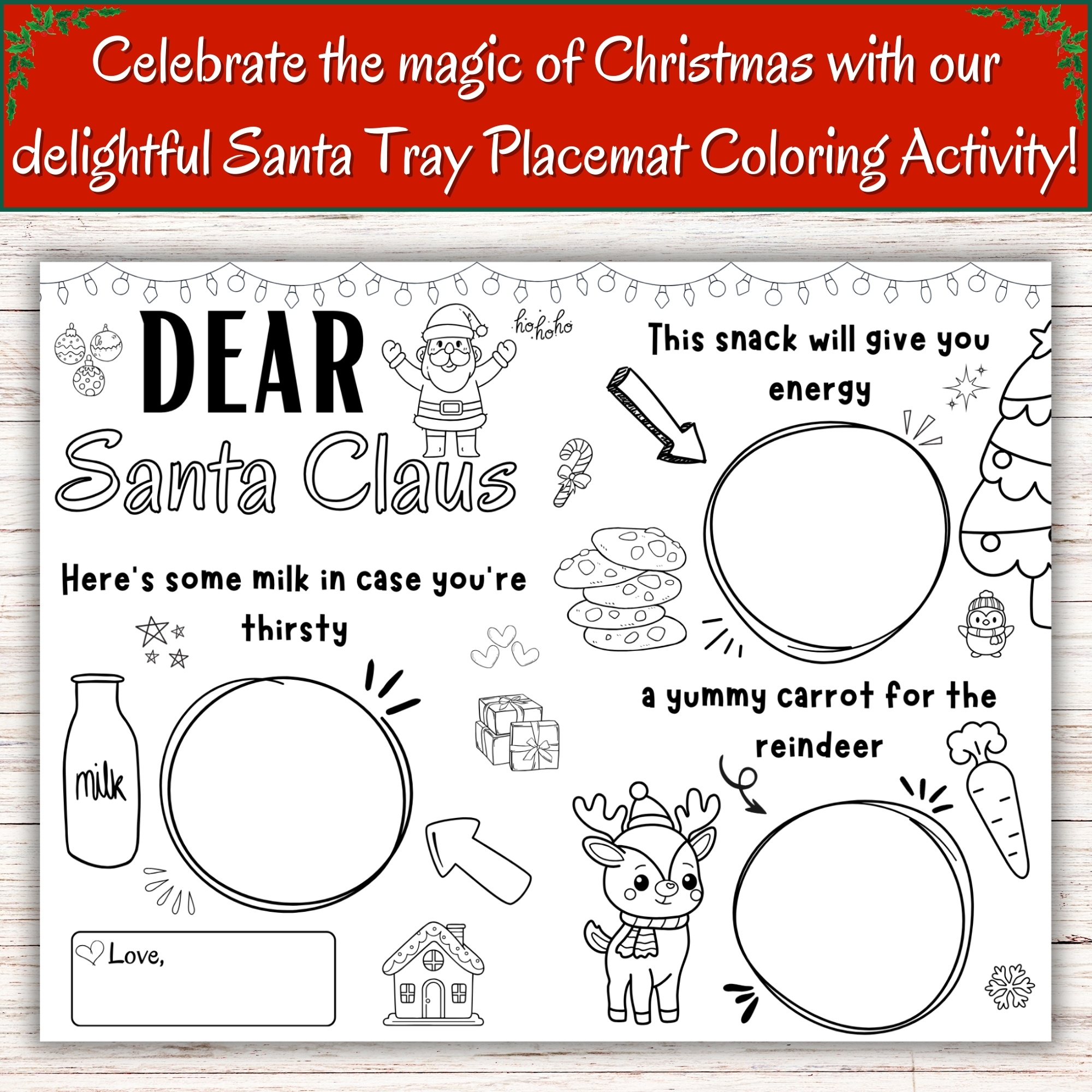 Santa Tray Placemat Christmas Place Mat Cookies Milk Treats For Santa Teacher Student Gift Made By Teachers