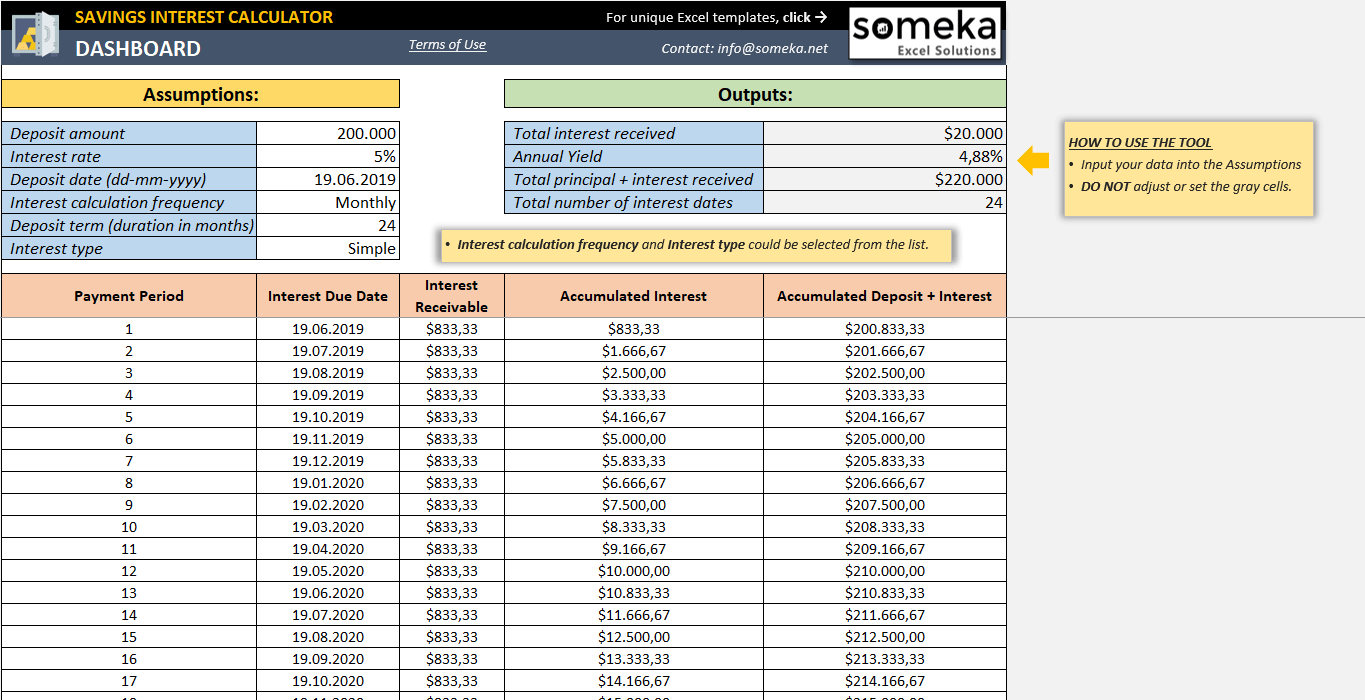 Savings Interest Calculator Excel Template Savings Account Tool