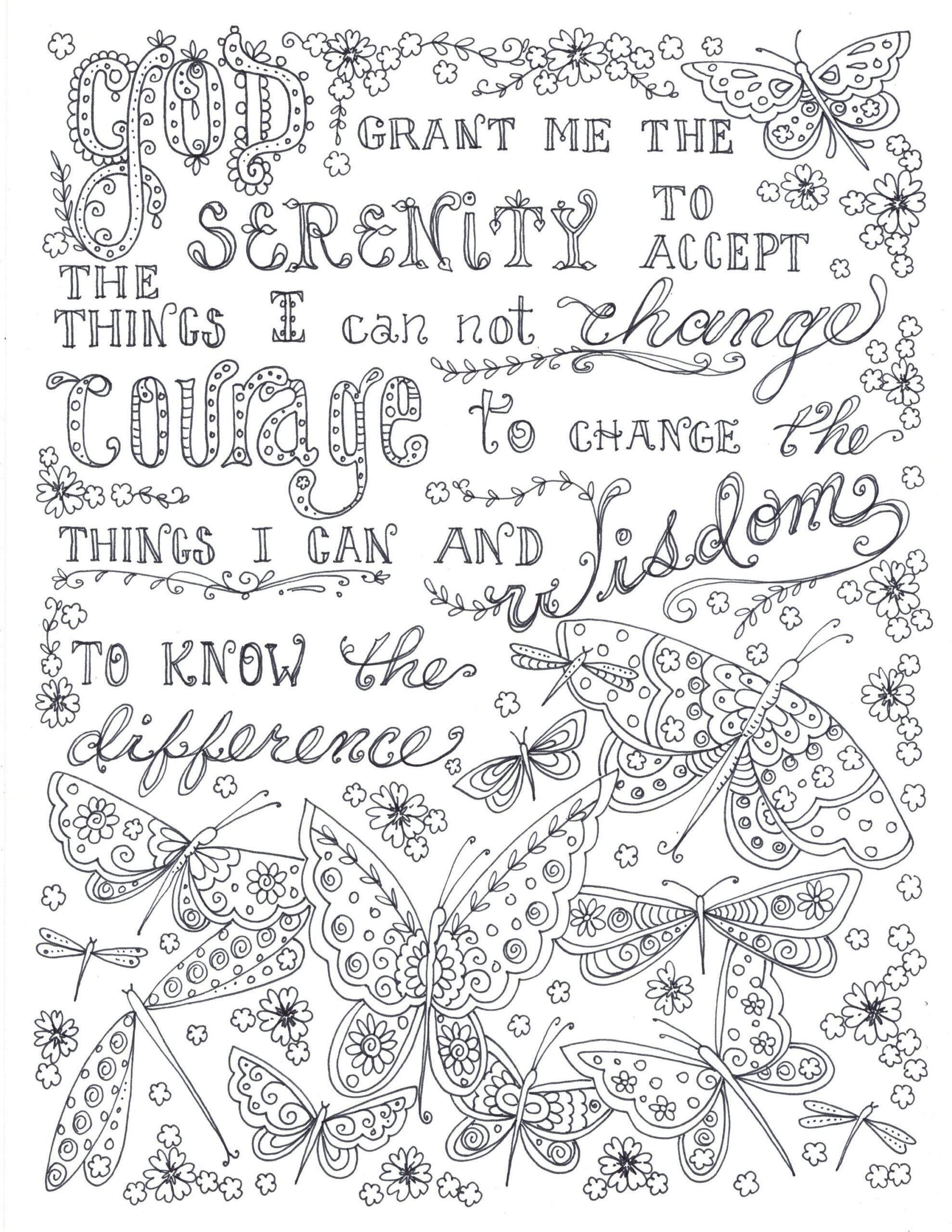 Serenity Prayer Coloring Page Digital Download Coloring Coloring Page Coloring Etsy