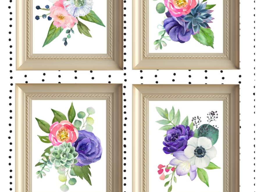 Series Of Four Watercolour Floral Art free Printables The Happy Housie