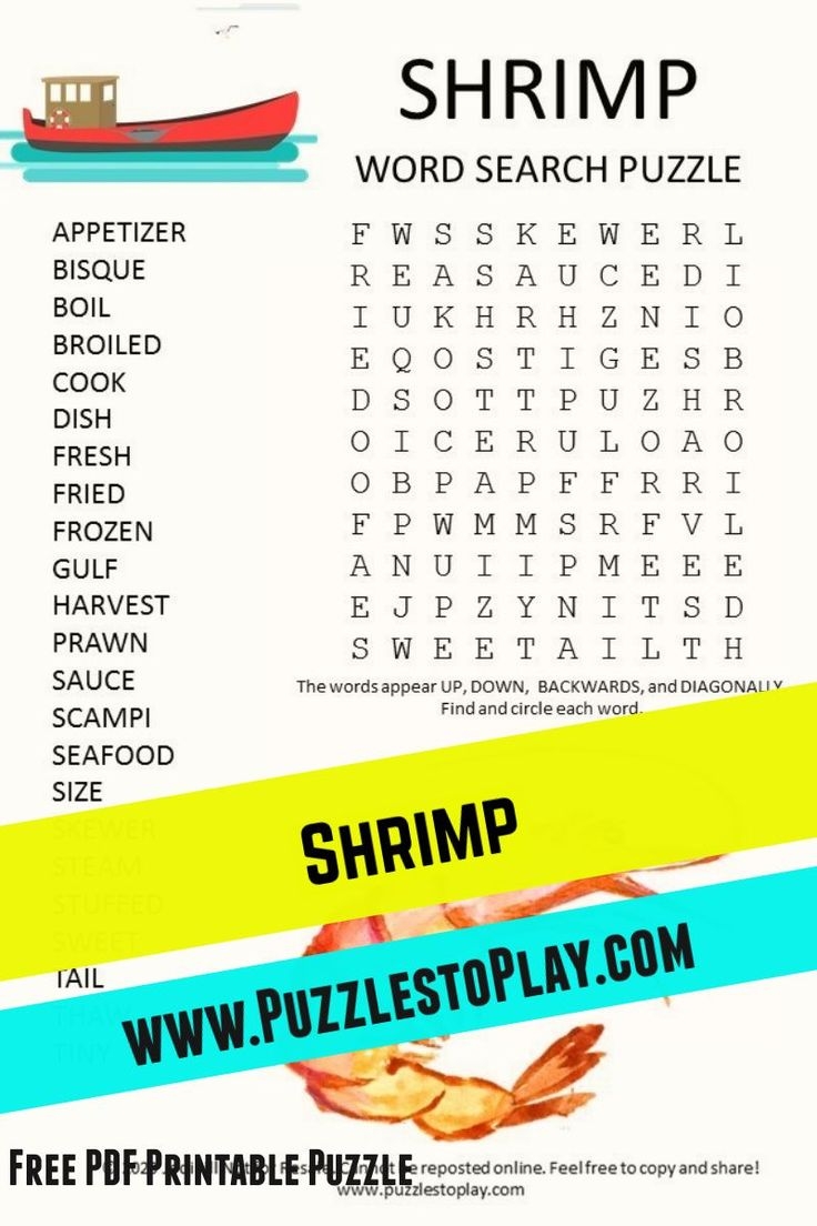 Shrimp Word Search Puzzle