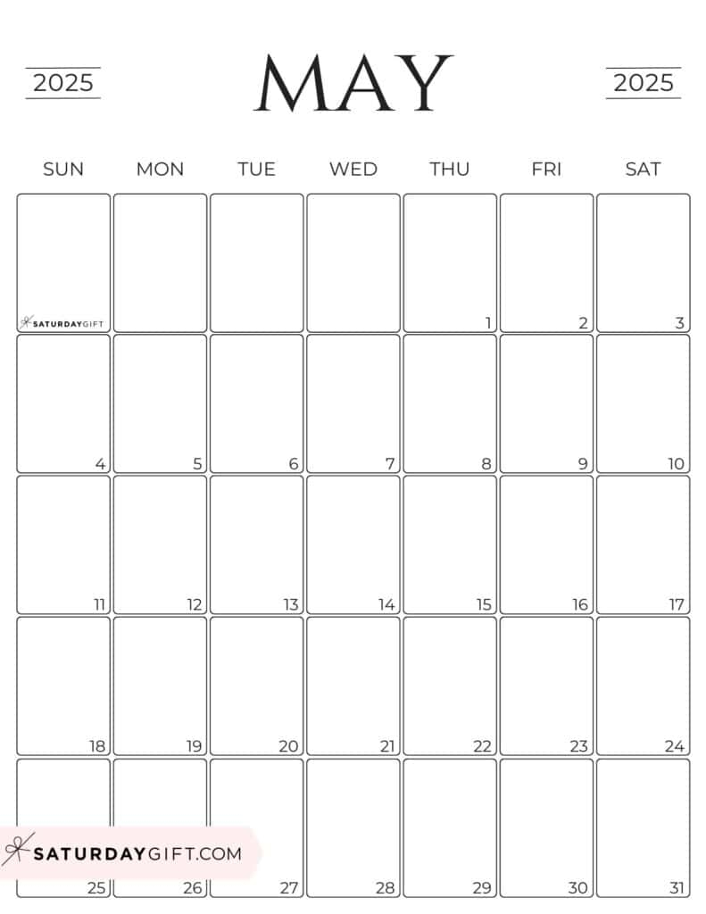 Simple Calendar Template 2025 Free Printable Vertical Calendar