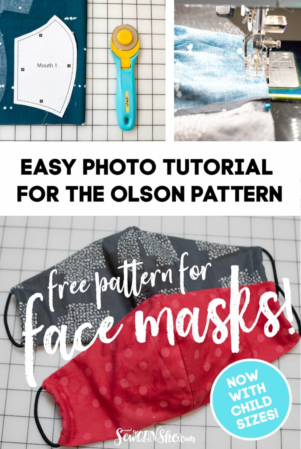 Simple Step By Step Tutorial How To Sew The Olson Face Mask Pattern Child Sizes Too