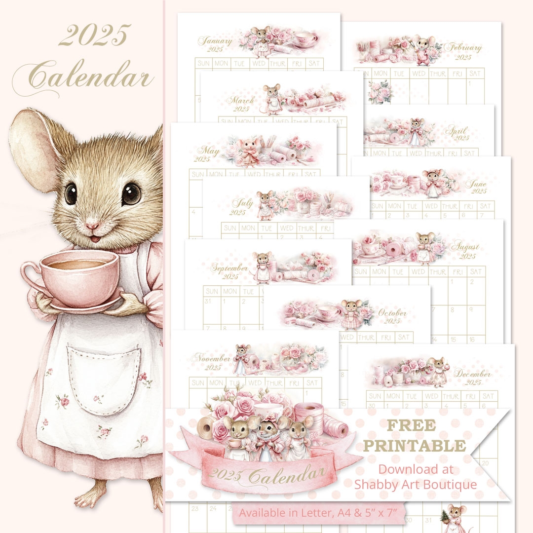 Simply Christmas Free Printable 2025 Mini Calendars Shabby Art Boutique