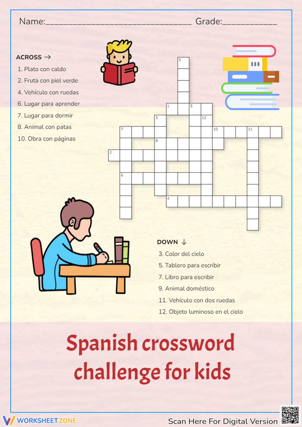 Spain Crossword Puzzle Kids Printable