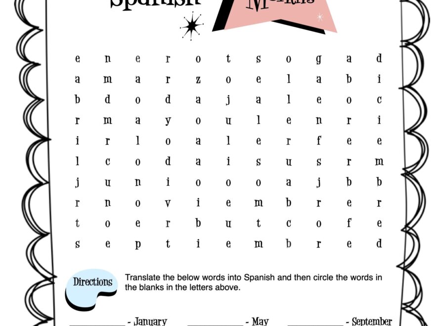 Spanish Months Worksheet Packet Made By Teachers