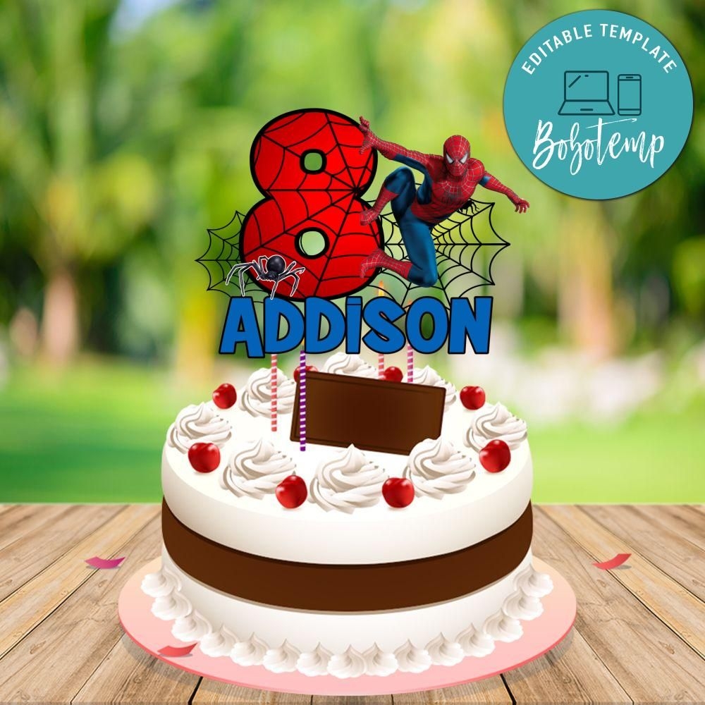 Spiderman Birthday Cake Topper Template Printable DIY Bobotemp