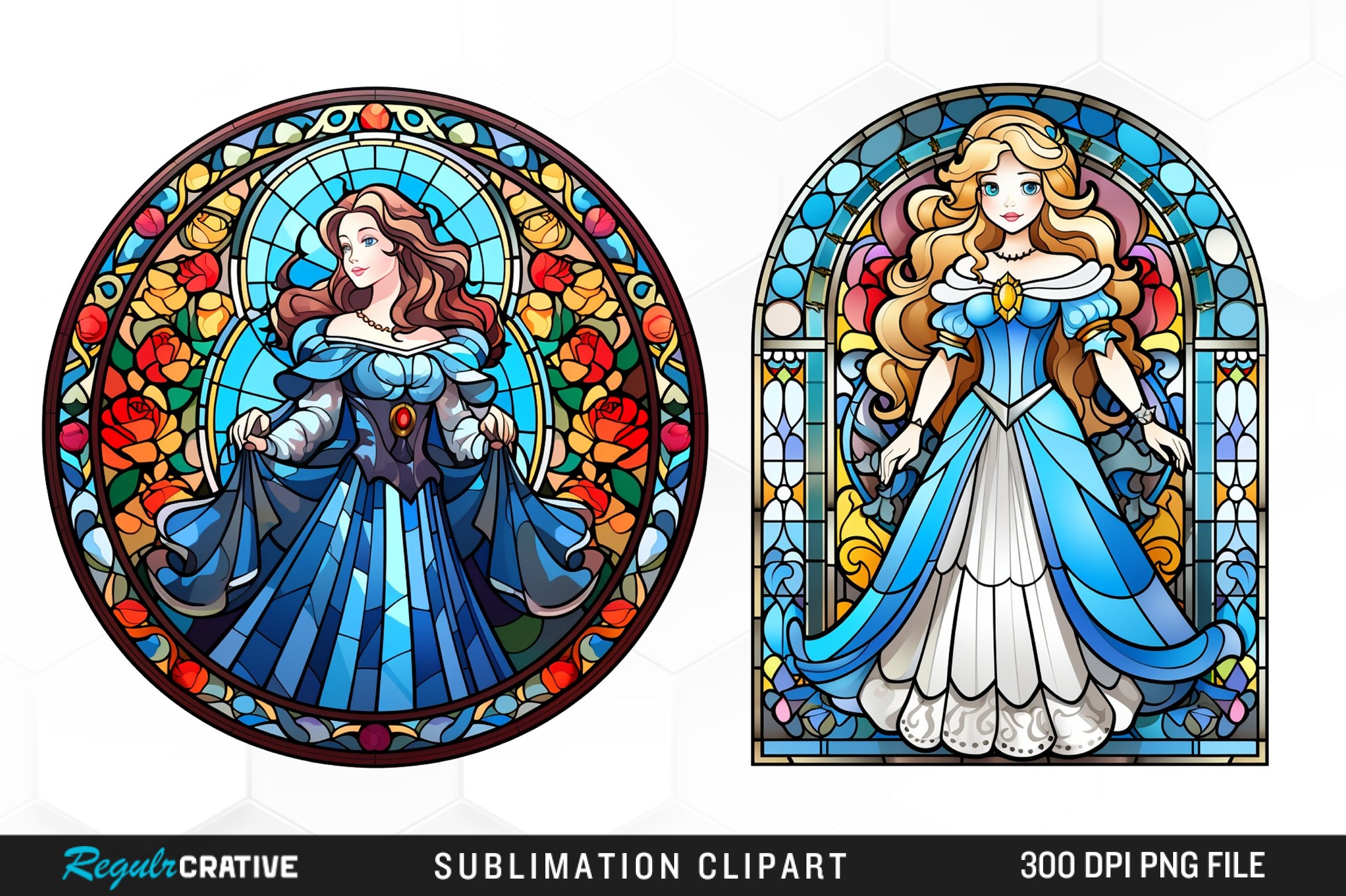 Stained Glass Cartoon Of A Princess Art Clipart