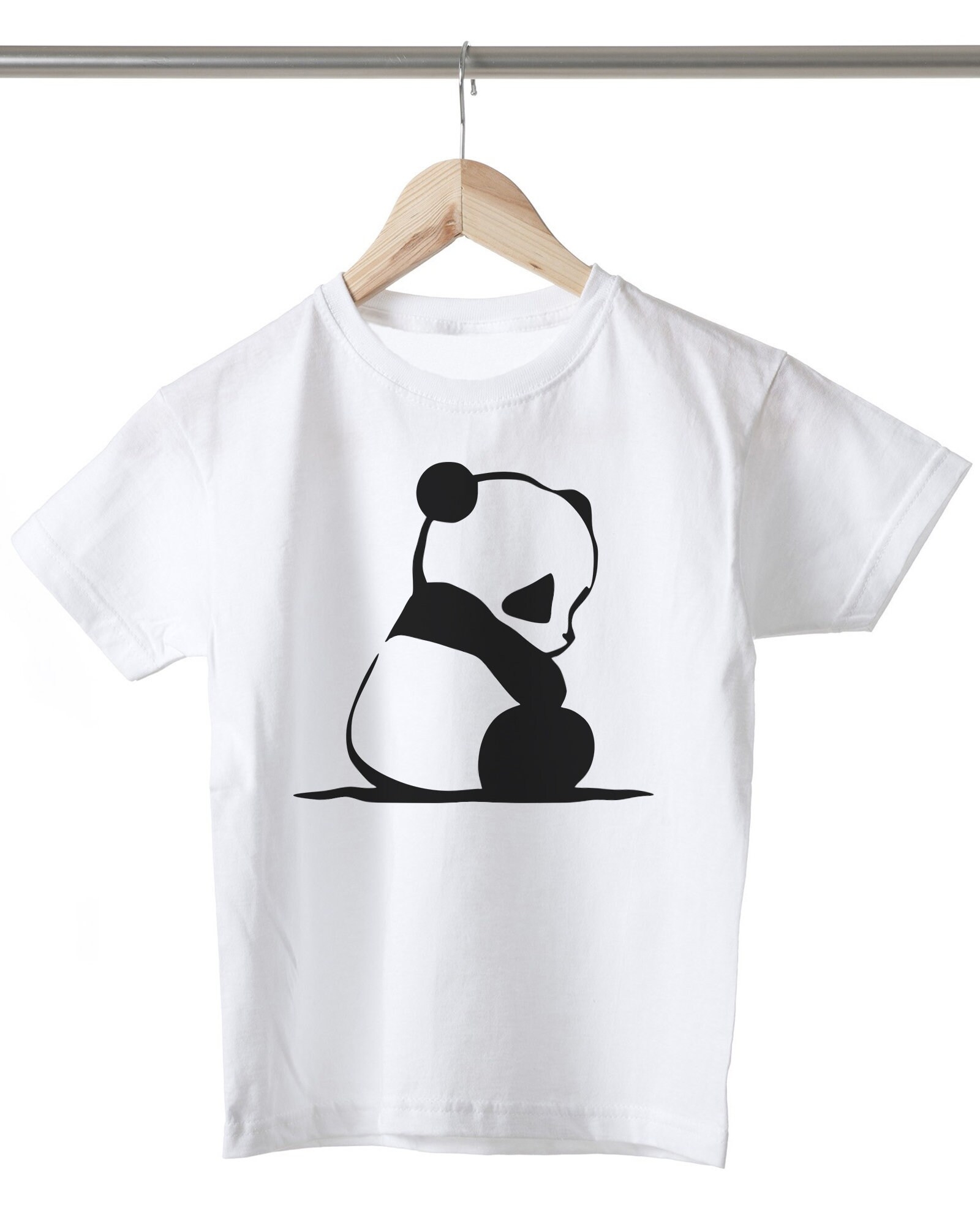 Stencil Panda Cute Animal Nature Cartoon Unisex Kids Girls Boys Cotton Trendy Printed White T shirt Top Tee Etsy