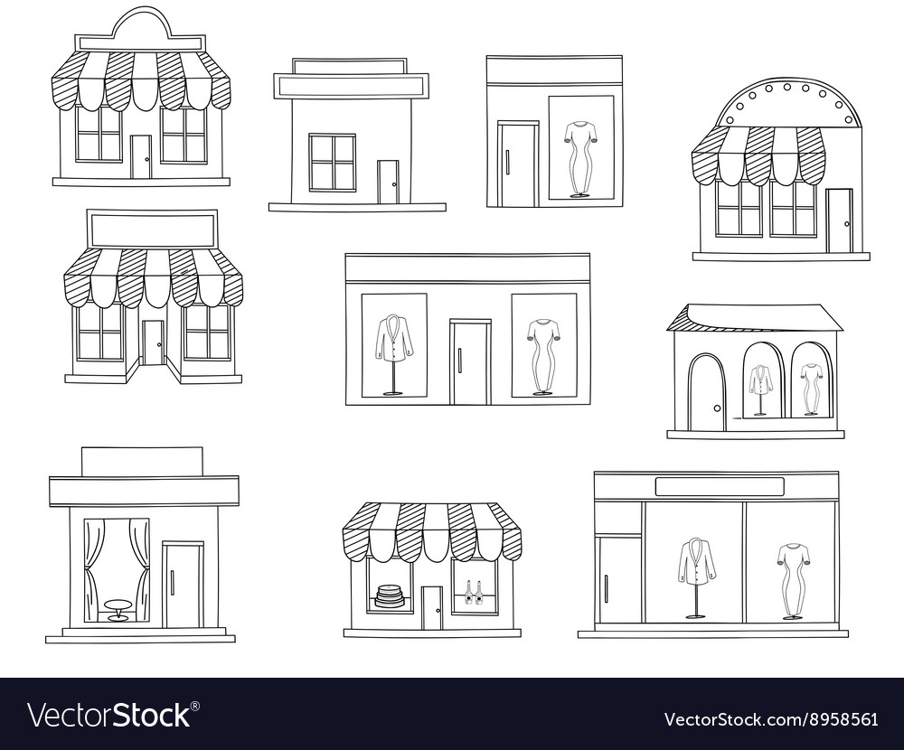 Store Buildings Coloring Book Royalty Free Vector Image