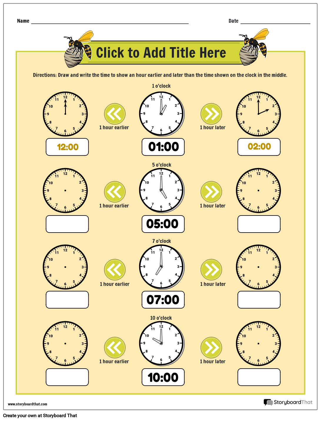 Storyboard That Free Elapsed Time Worksheets