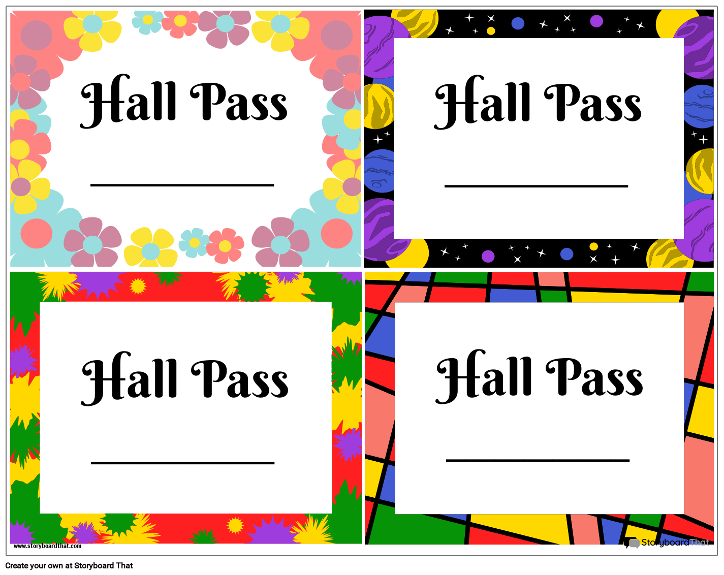 Storyboard That Free Printable Hall Passes For Classrooms