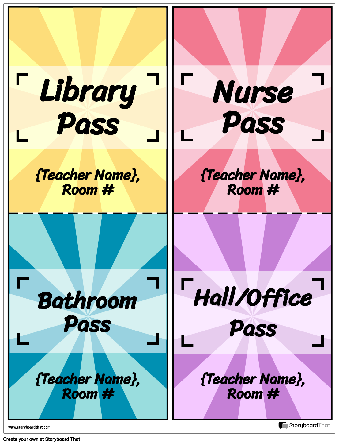 Storyboard That Free Printable Hall Passes For Classrooms