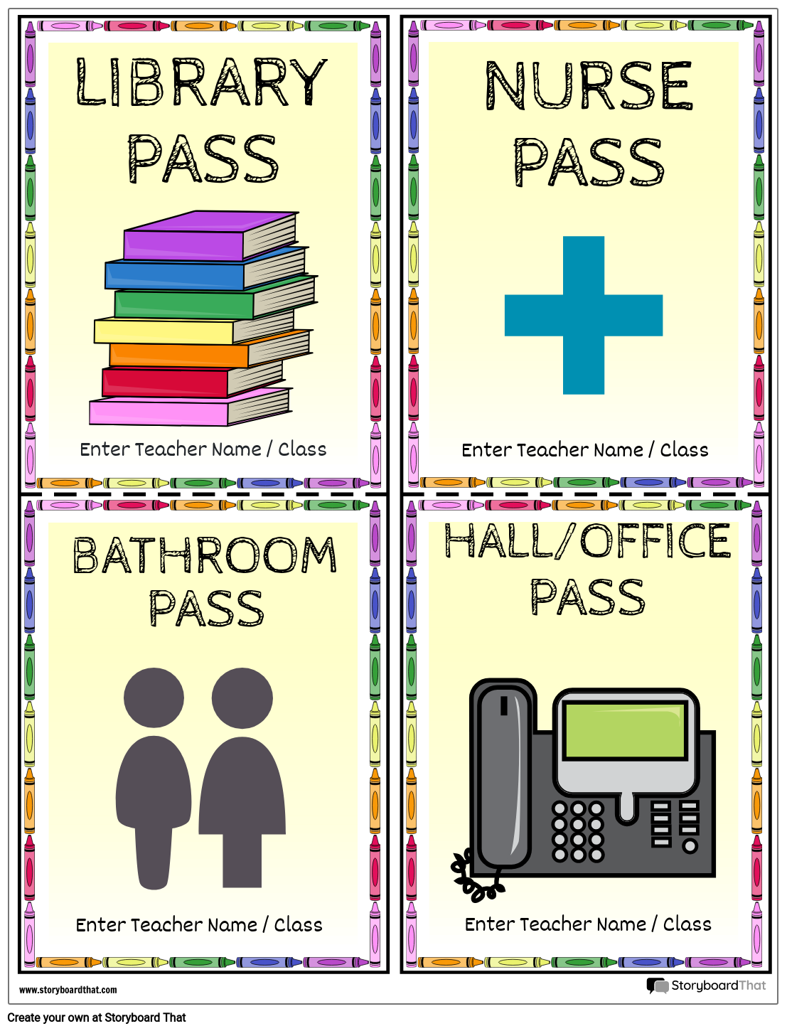 Storyboard That Free Printable Hall Passes For Classrooms
