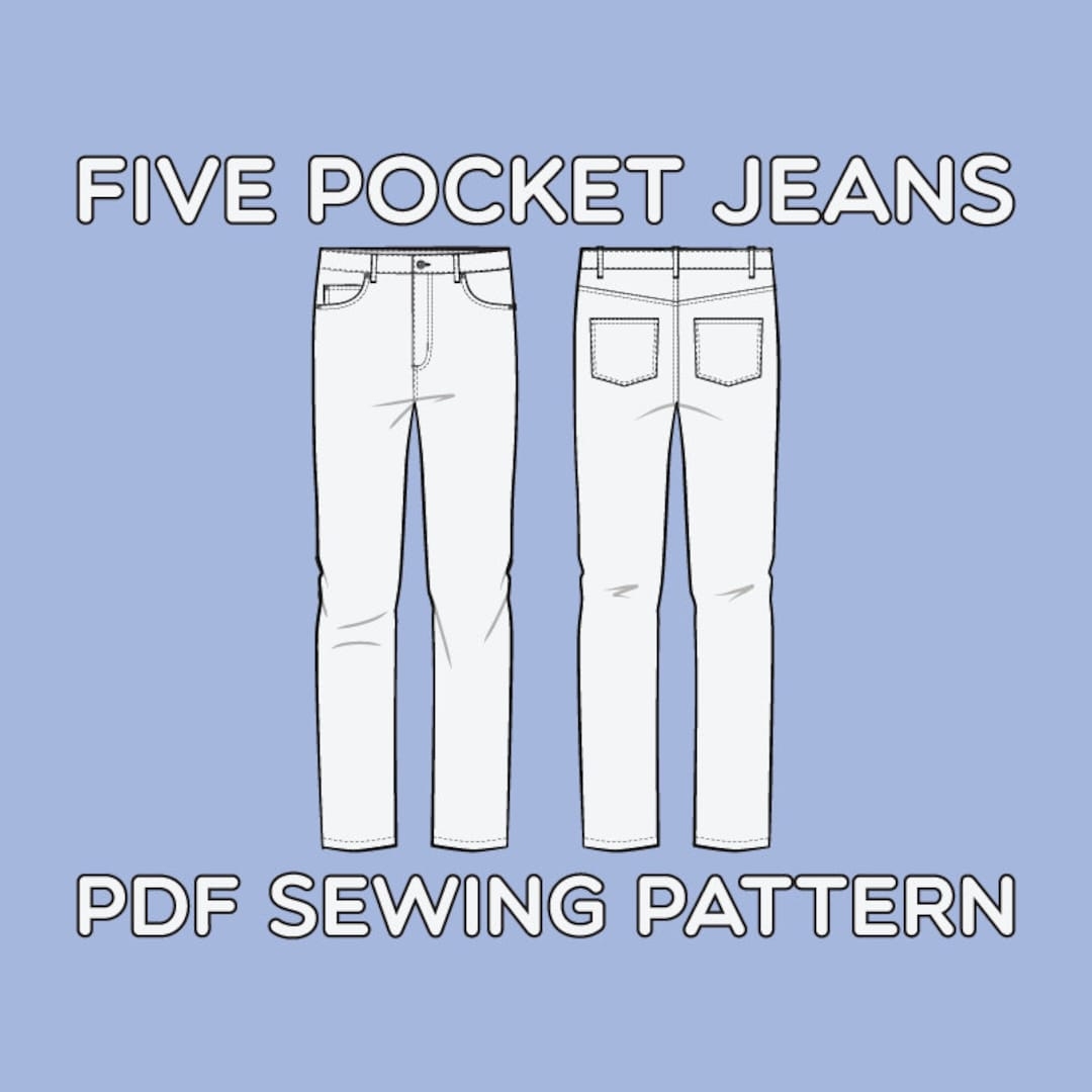 Straight Leg 5 Pocket Jeans PDF Sewing Pattern Sizes 28 29 30 31 32 33 34 36 Etsy