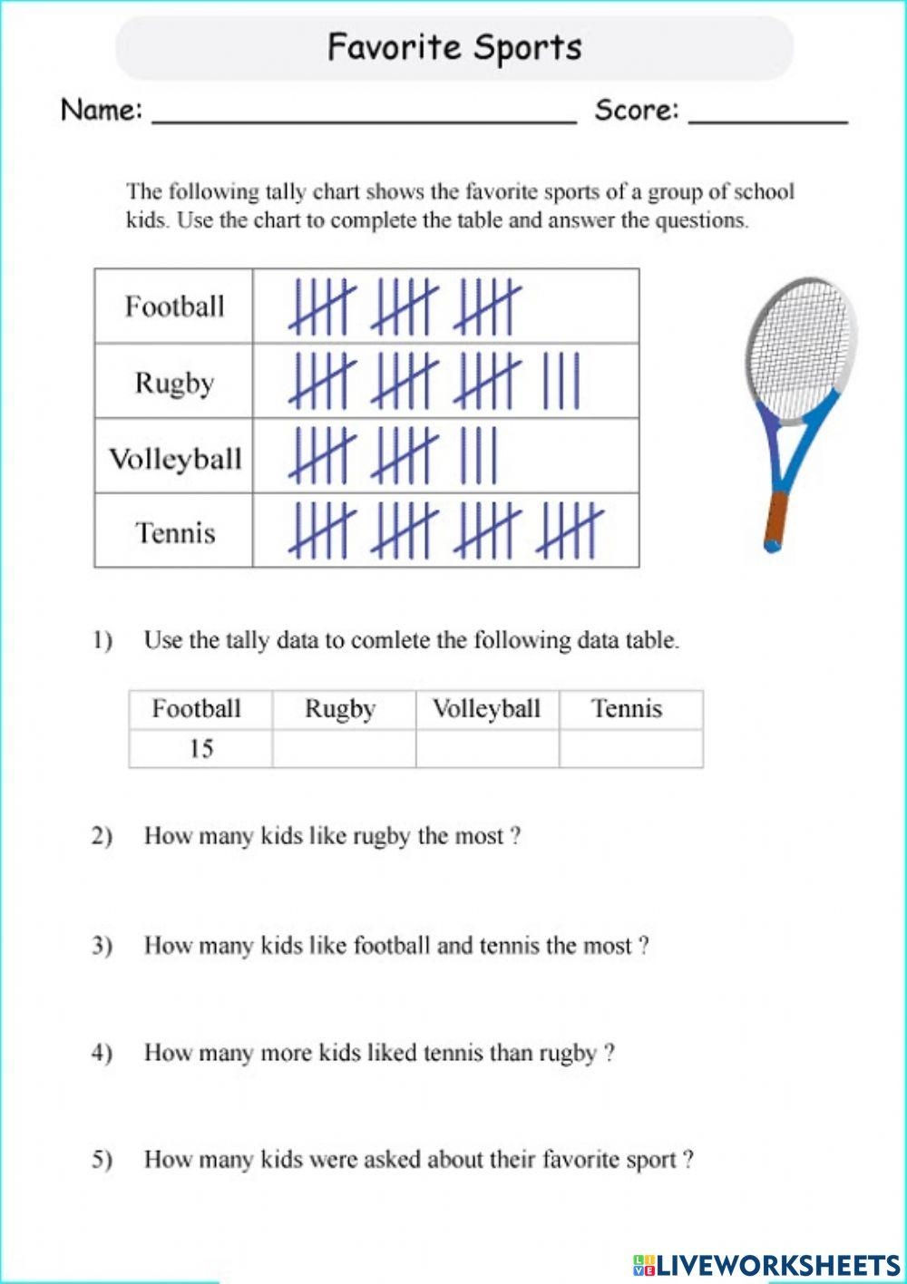 Printable Worksheets Grade 4 Tally Marks