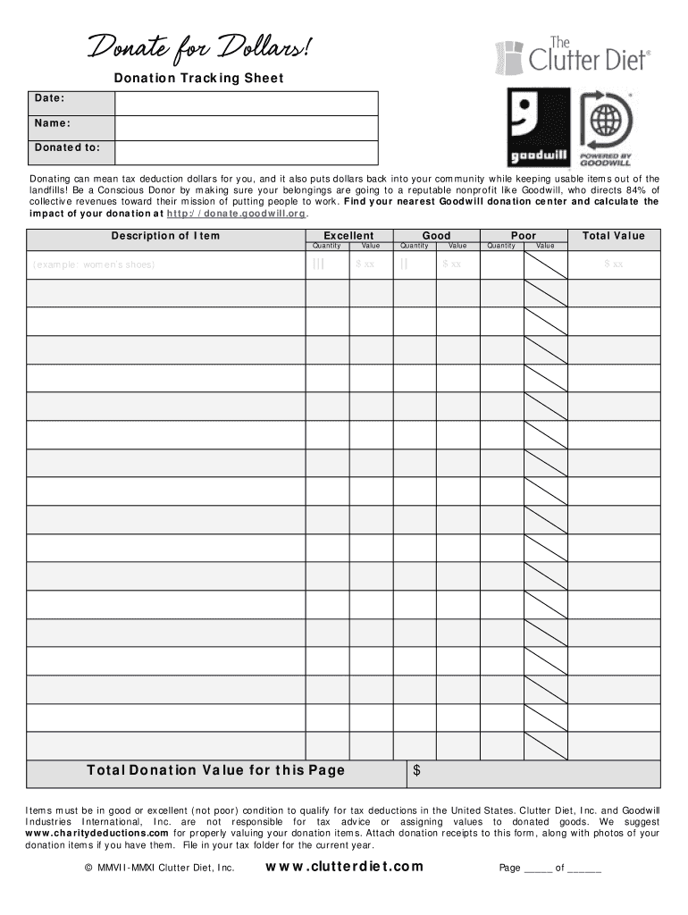 Tax Write Off Form For Donations Pdf Fill Online Printable Fillable Blank PdfFiller