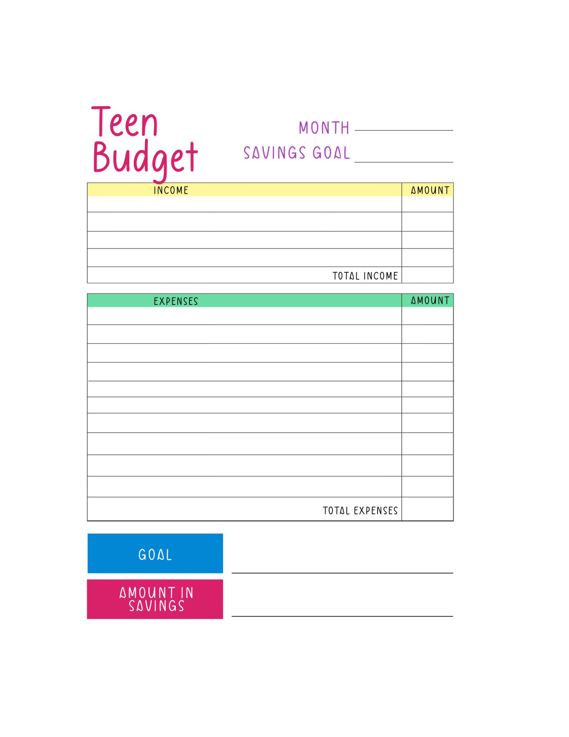 Teen Budget Worksheet Two Cultures One Life Shop