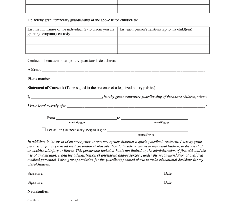 Temporary Guardianship Letter Fill Online Printable Fillable Blank PdfFiller