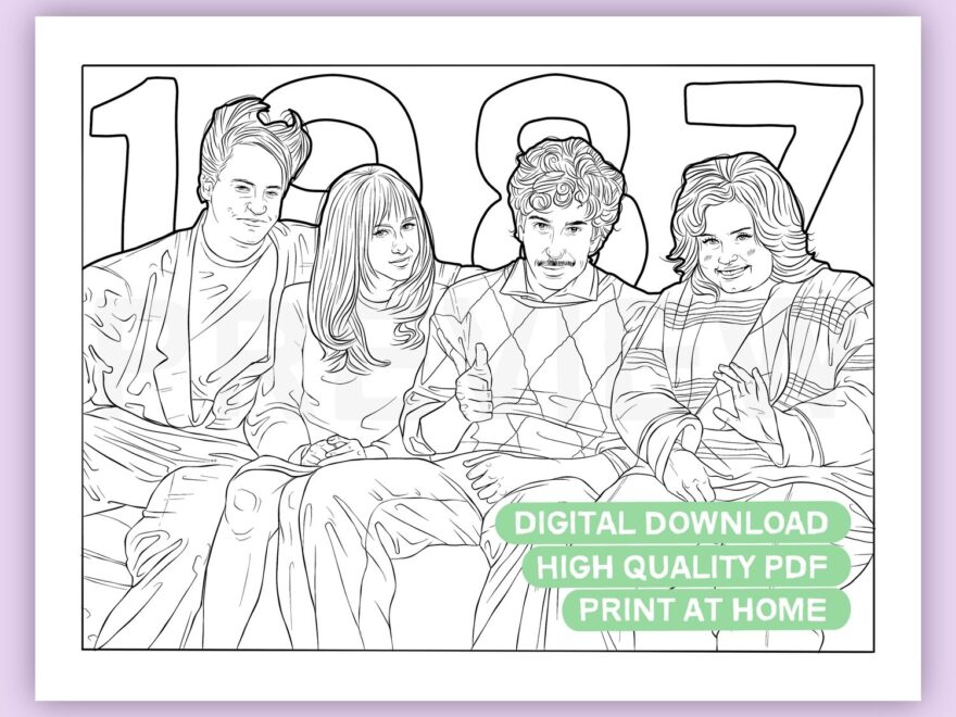 Thanksgiving Friends TV Show Printable Coloring Page High Quality PDF Digital Download Payhip