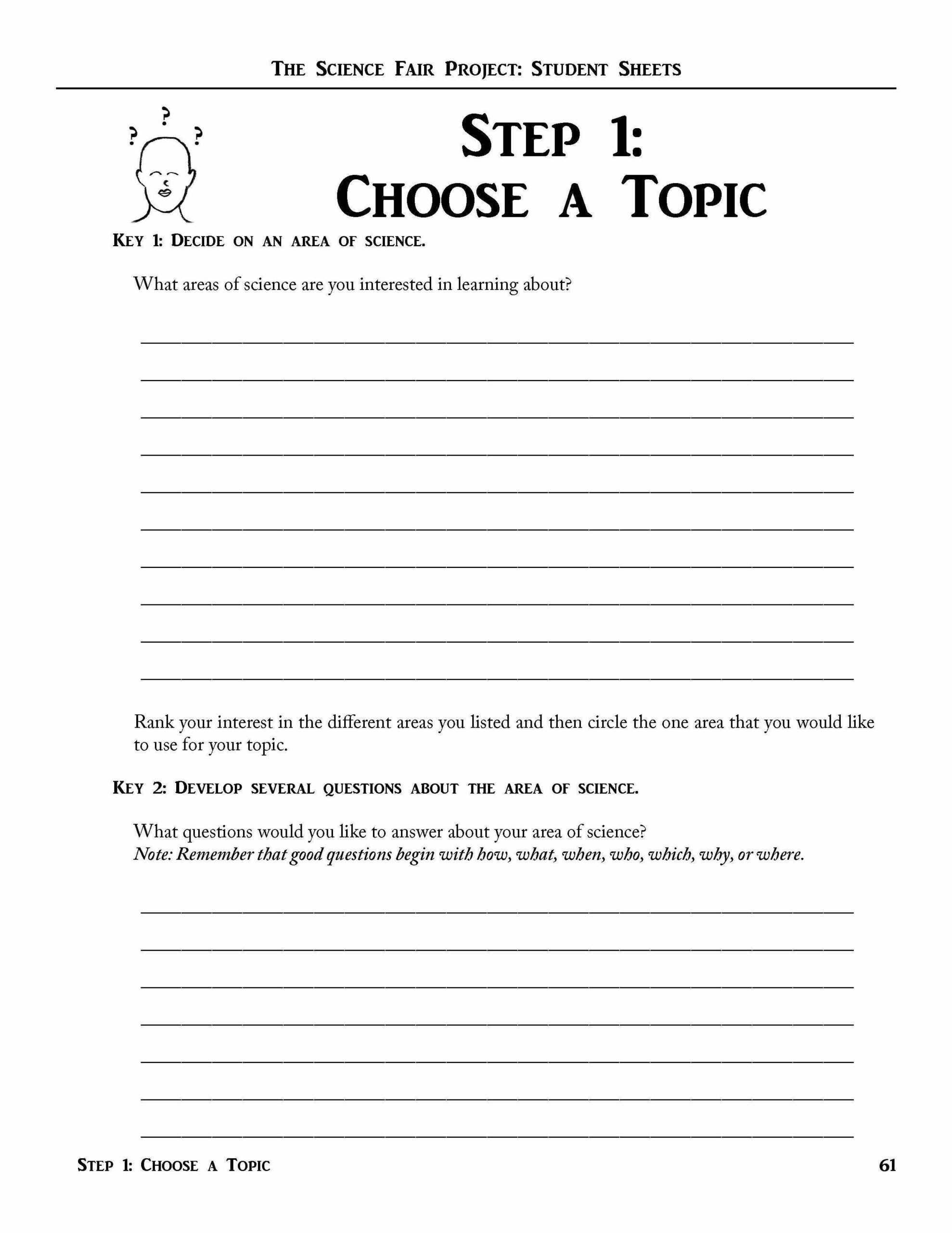 Science Fair Worksheets Printable
