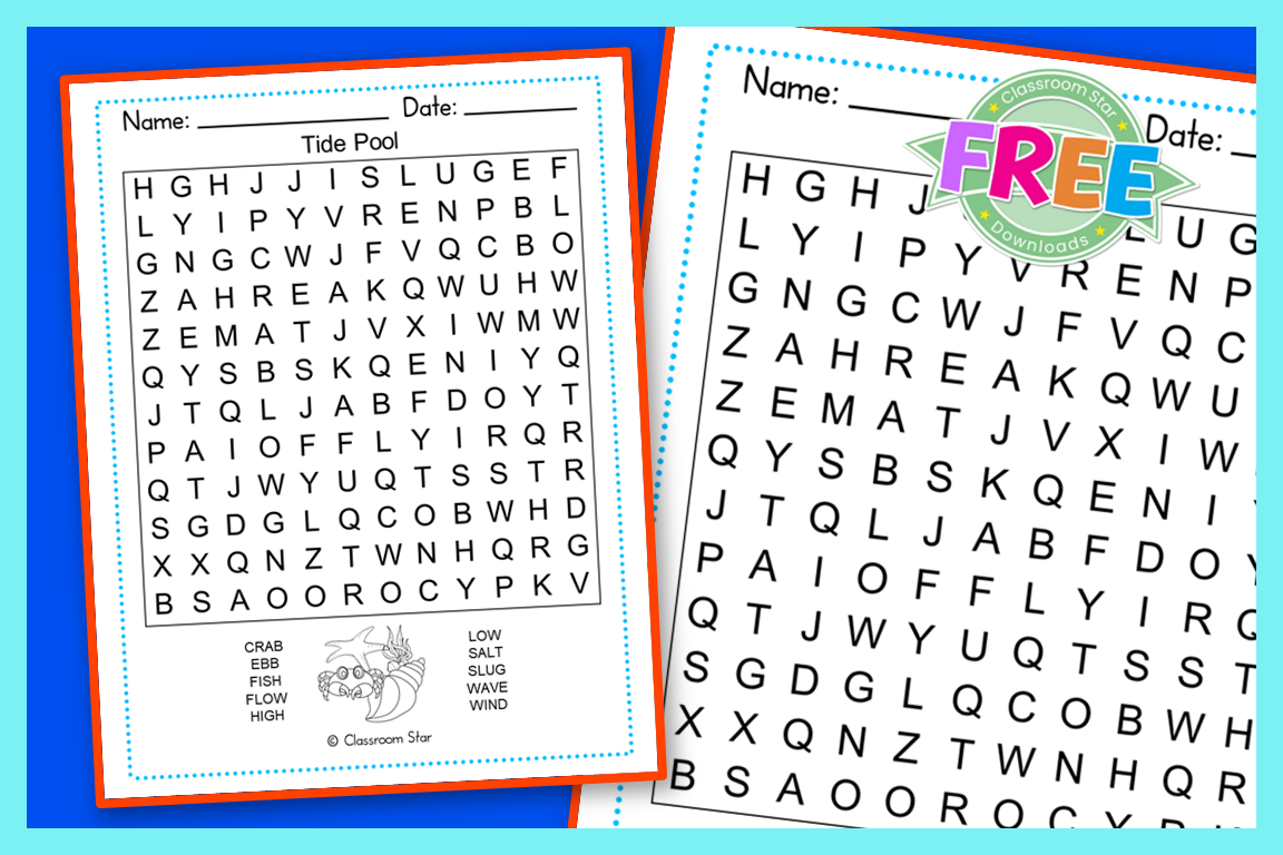 Free Printable Word Search Puzzles-Seafood