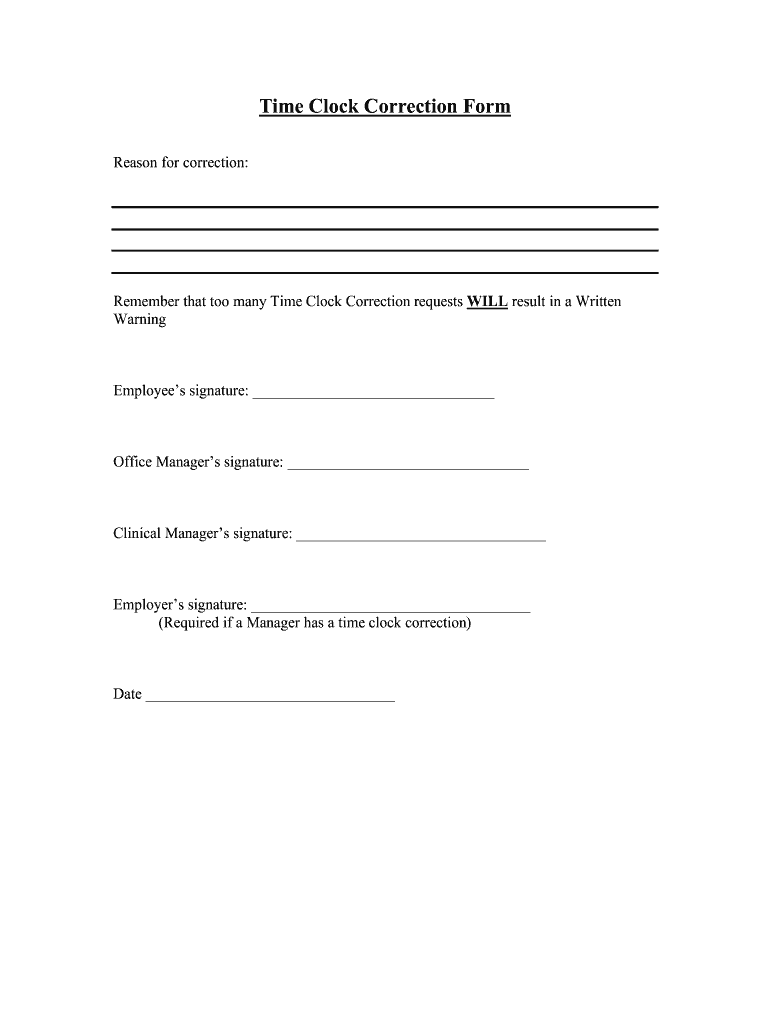 Time Clock Correction Form Fill Out Sign Online DocHub