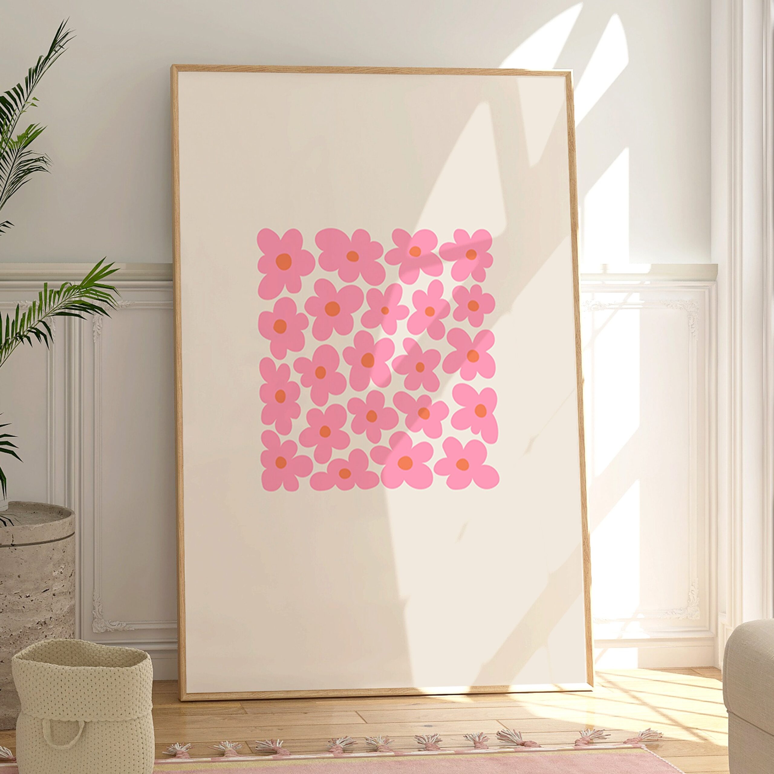 Trendy Flowers Printable Wall Art Trendy 70s 80s Wall Art Flowers Teen Girl Room Decor Pink Dorm Room Decor Digital Art Etsy