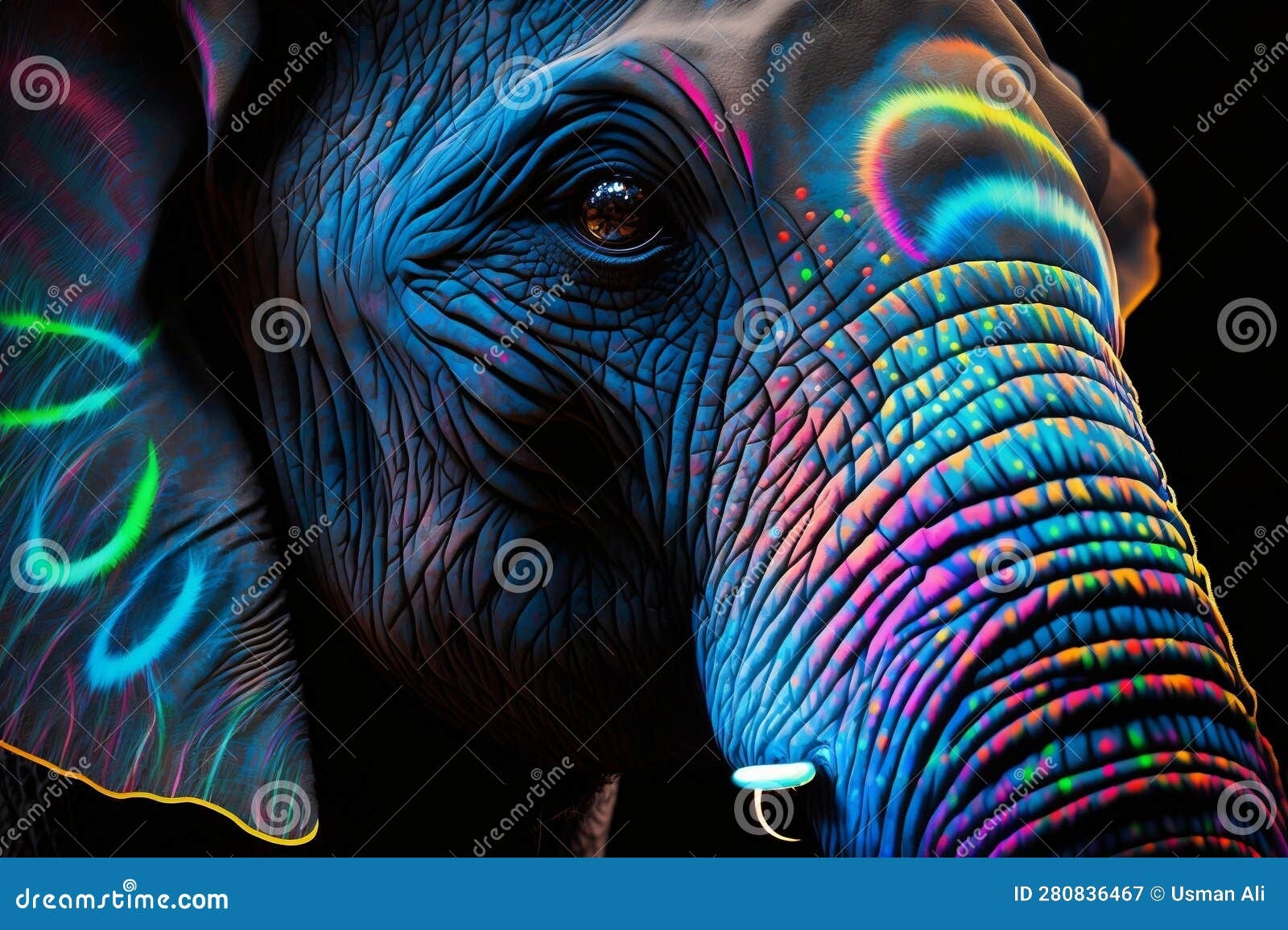 Psychedelic Colorful Elephants Printable Backgrounds Free