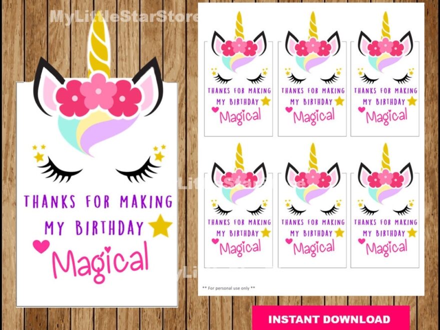 Unicorn Thank You Tags Printable Unicorn Tags Unicorn Party Tags Instant Download Etsy