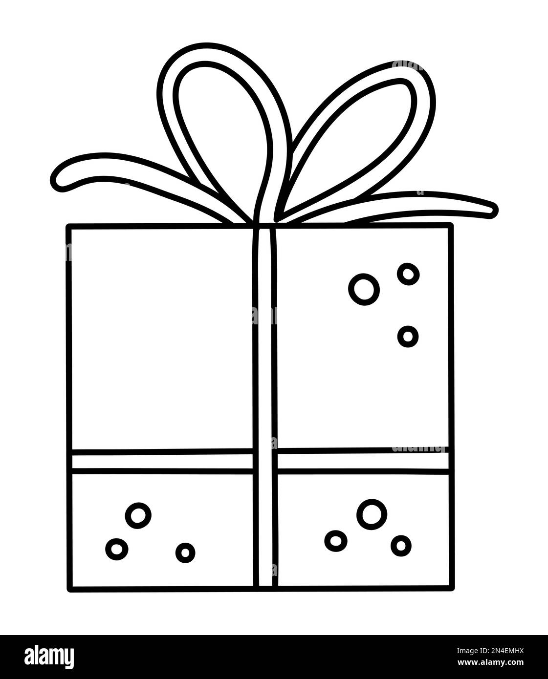Vector Cute Black And White Birthday Present With Bow Funny B day Gift For Card Print Design Outline Holiday Illustration For Kids Cheerful Celebr Stock Vector Image Art Alamy