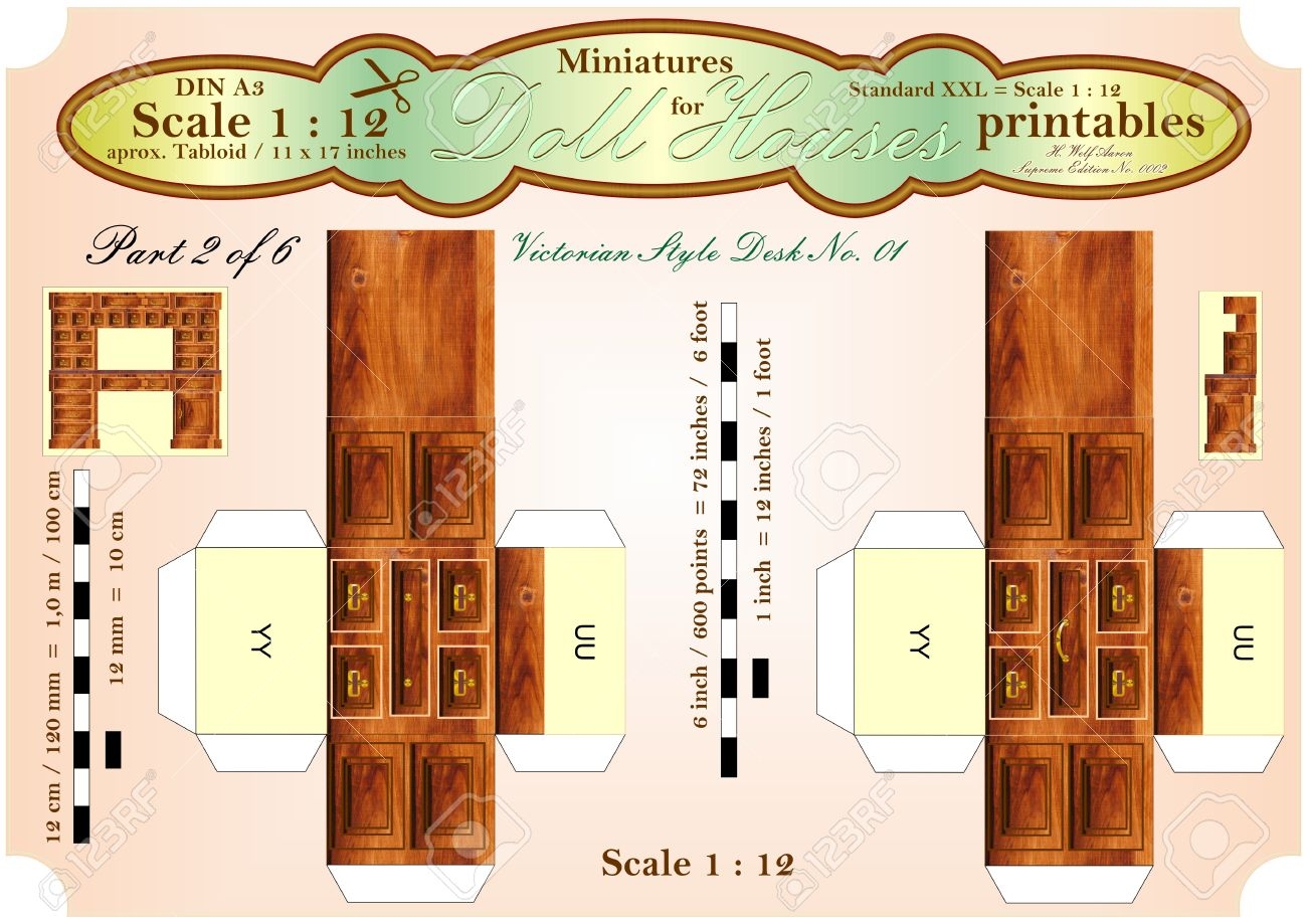 VICTORIAN BUREAU DESK Part 2 Of 6 DOLLHOUSE MINIATURES Printables Stock Photo Picture And Royalty Free Image Image 20758722 