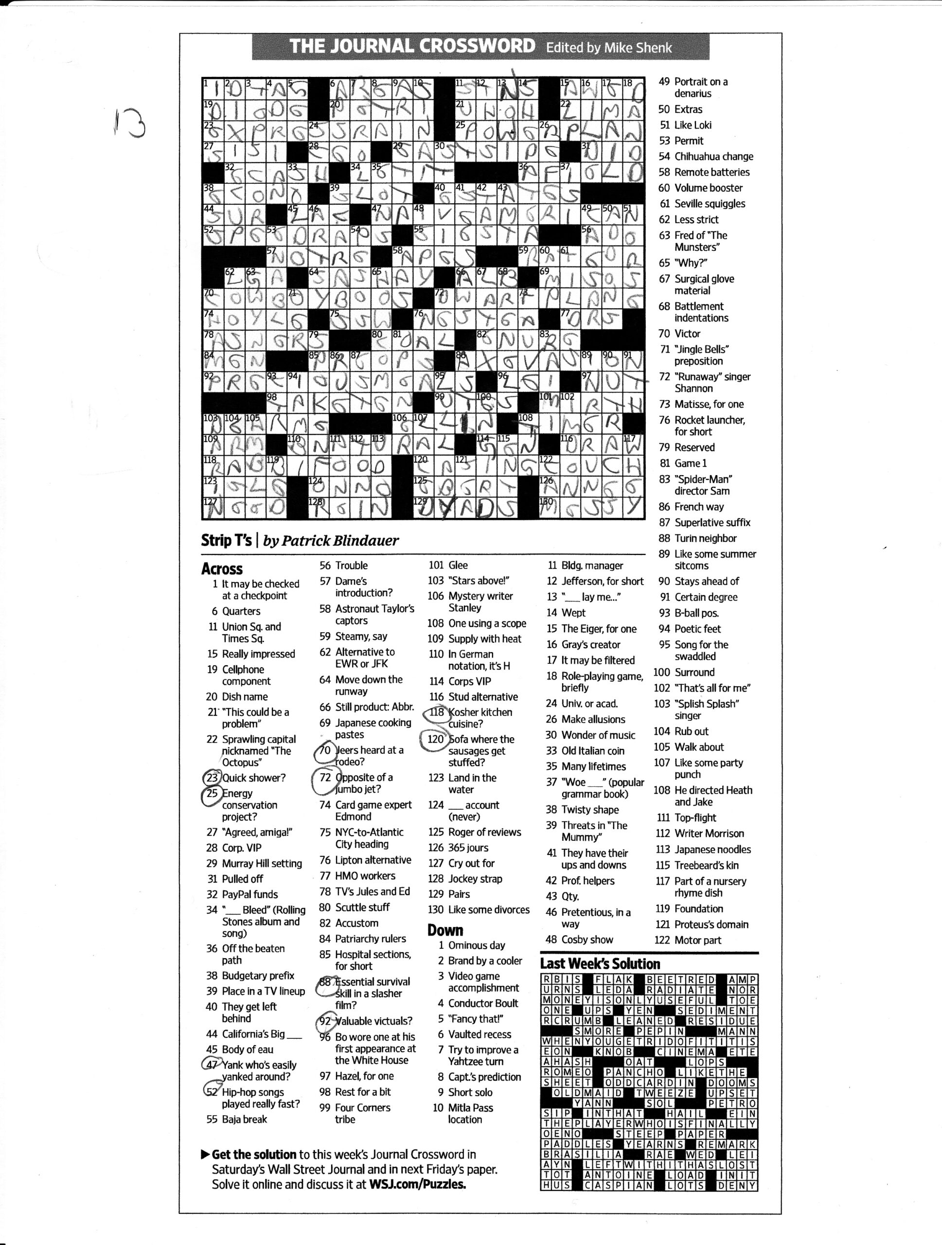 Wall Street Journal 9 24 10 Diary Of A Crossword Fiend