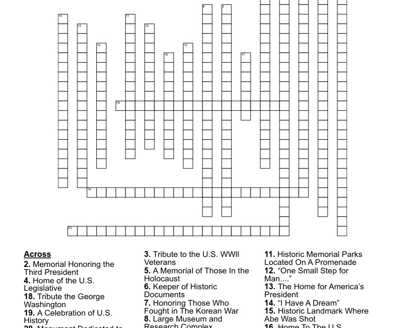 Washington D C Crossword WordMint