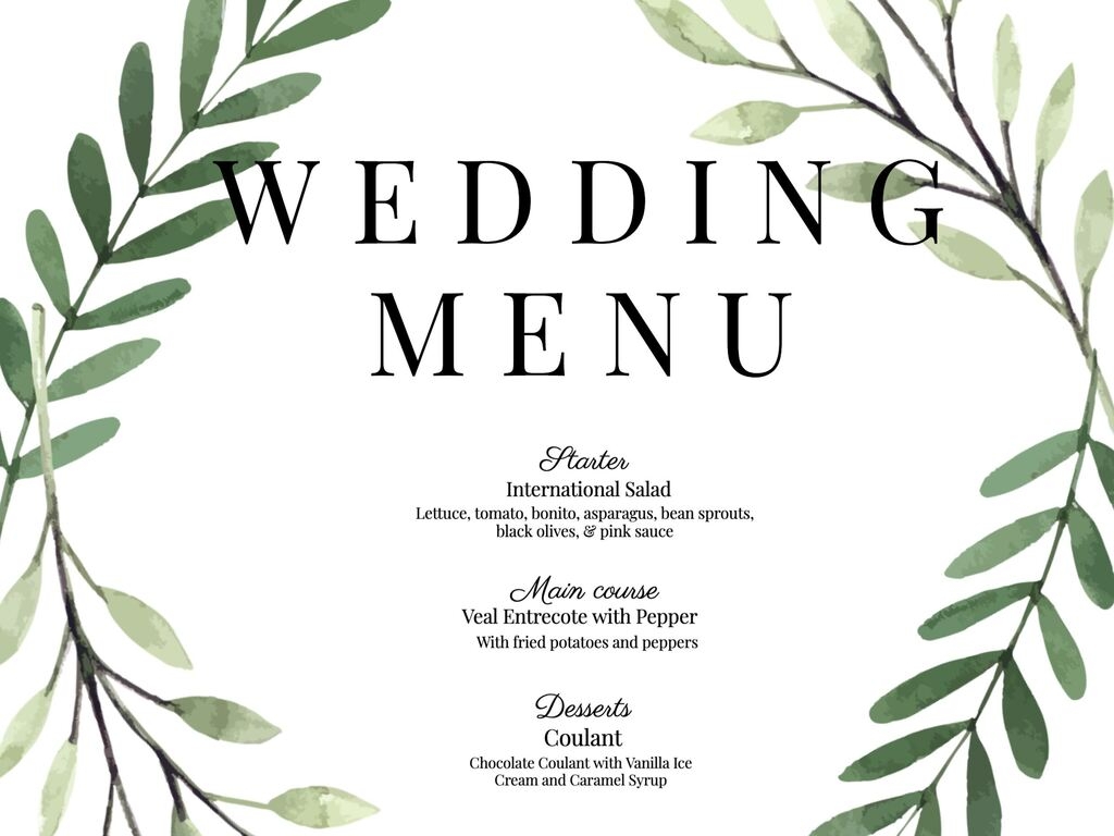 Free Printable Wedding Menu Template