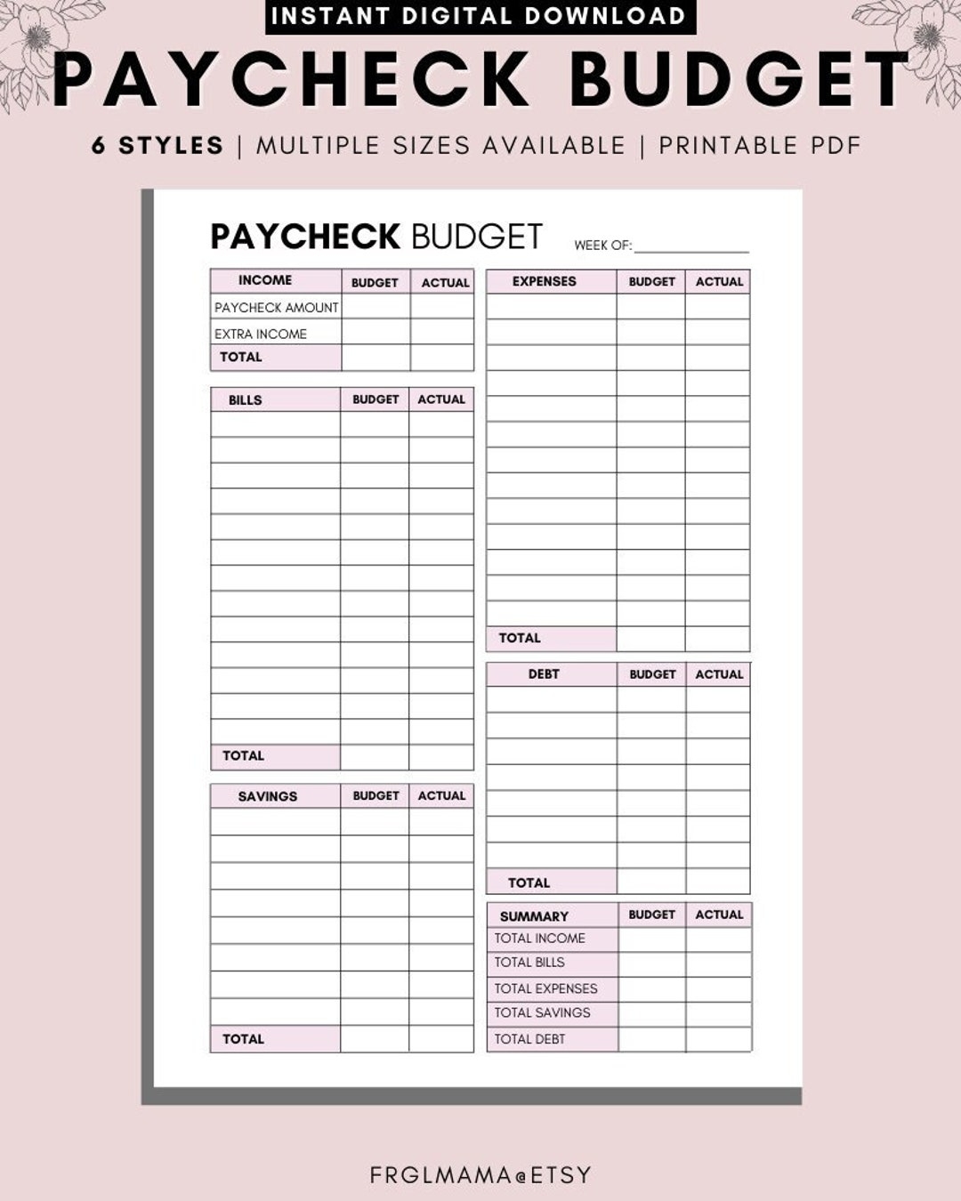 Free Printable Weekly Budget Forms